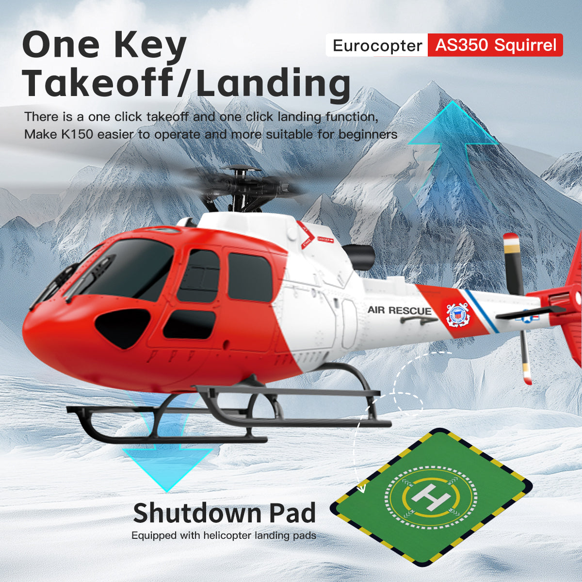 WLtoys K150 Brushless RC Helicopter - AS350 Squirrel Scale 4CH 6-Axis Gyro