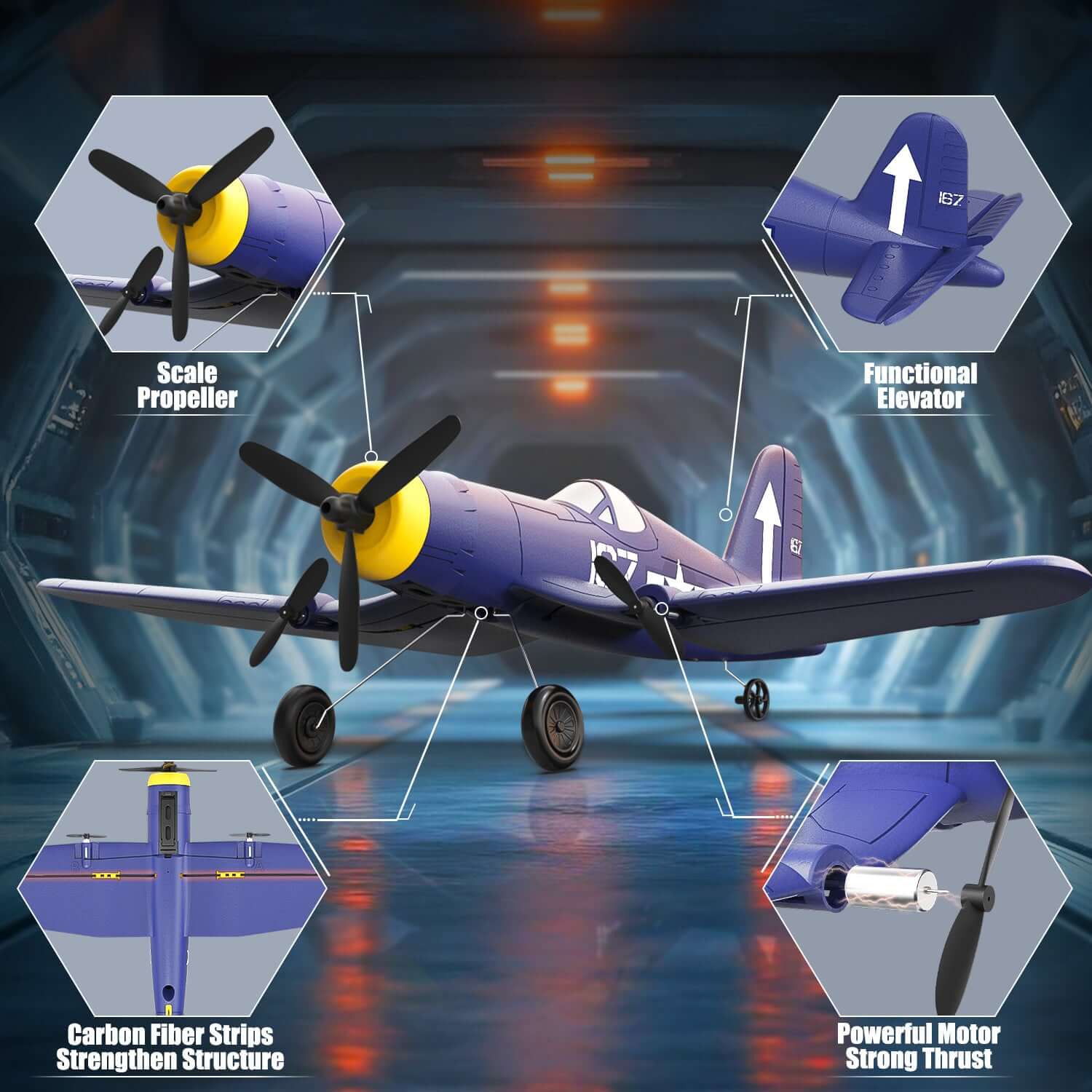 Volantex RC F4U Corsair 3CH RTF EPP Plane w/ Gyro 2.4GHz for Kids & Beginners