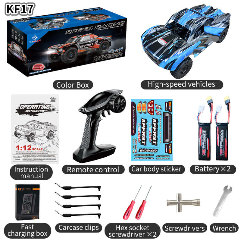 KF17 1:12 Brushless RC Truck – 70km/h 4WD Off-Road Racer