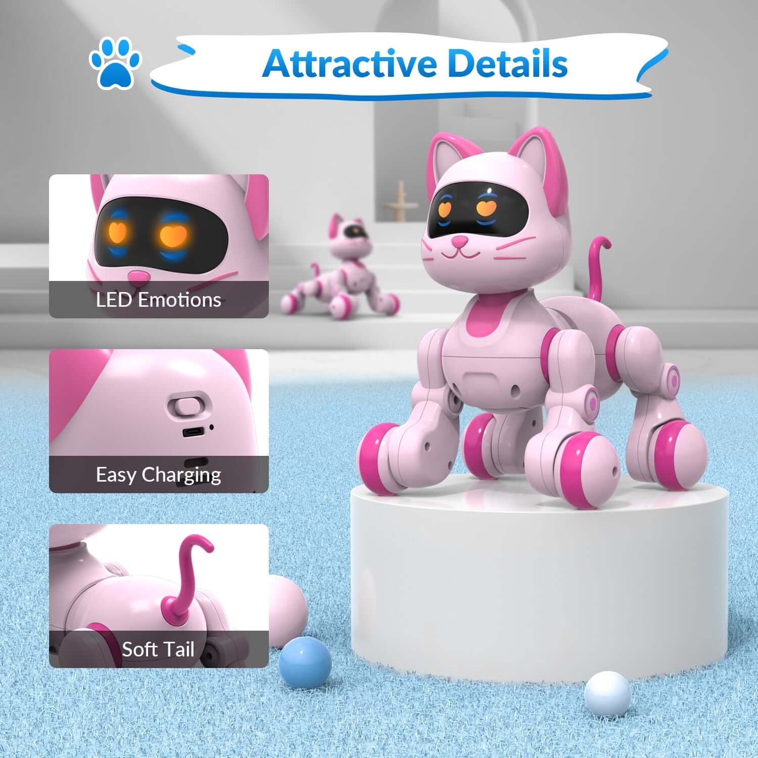 STEMTRON Programmable Robot Cat - Interactive, Remote Control, Music & Dance