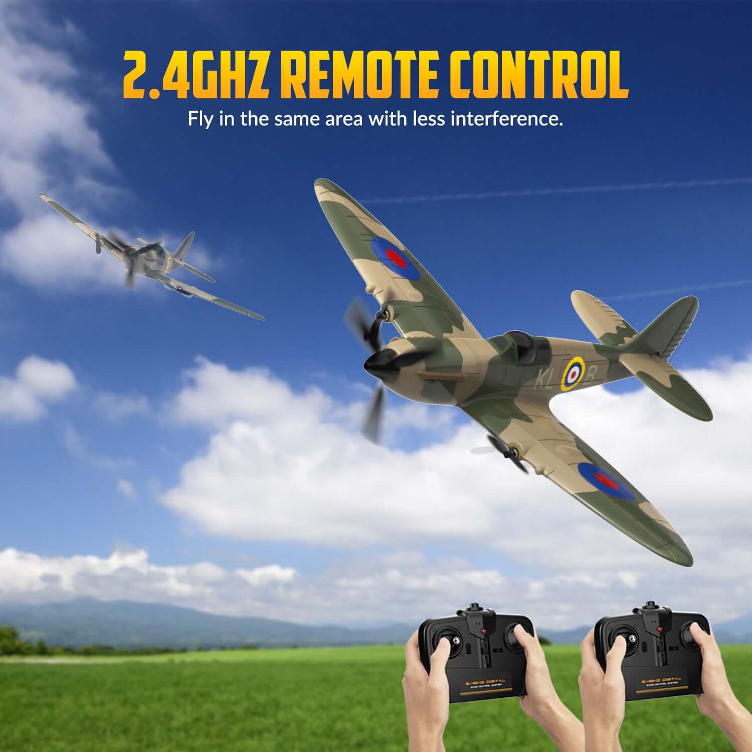 Volantex RC Spitfire 3CH RTF EPP Plane w/ Gyro 2.4Ghz, Perfect for Kids/Beginner