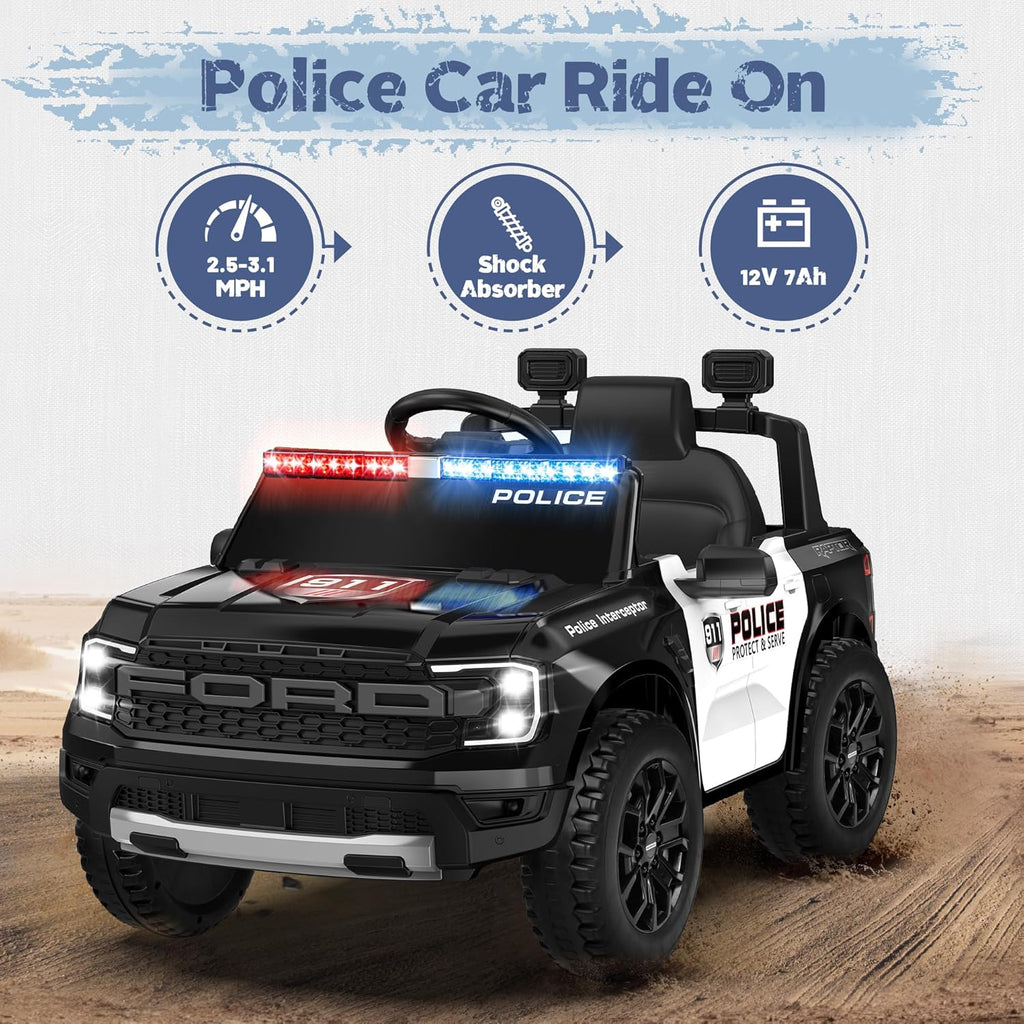 12V Official Licensed Ford Raptor Police Interceptor Ride-On Truck