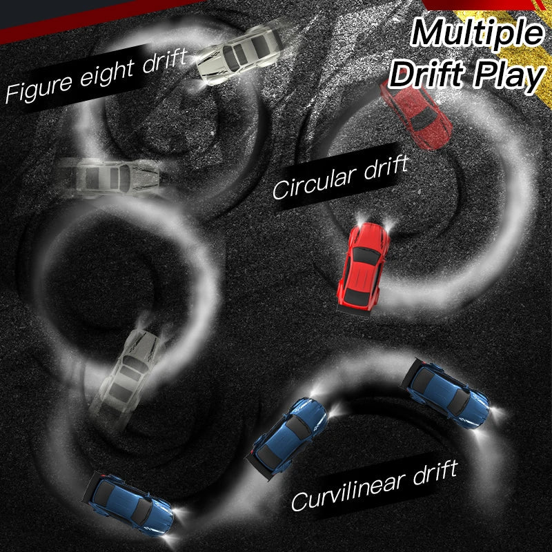 KF20 1:64 4WD Mini RC Drift Car - Desktop Racing, LED Lights, Type-C Charging
