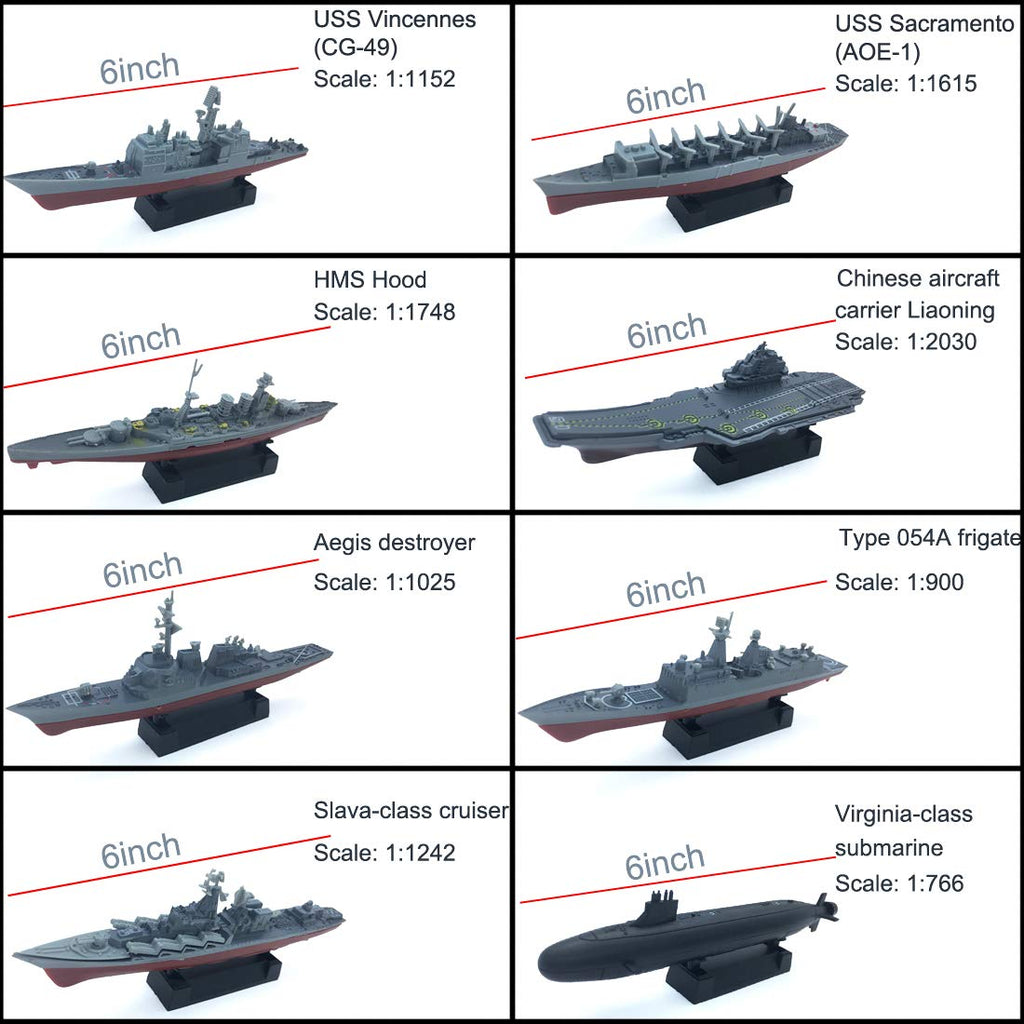 Kvvdi 8 Sets 3D-Puzzle Model Battleship Aircraft Carrier Toy Submarine  Plastic Model Warships Ship Kits  Navy for Collection