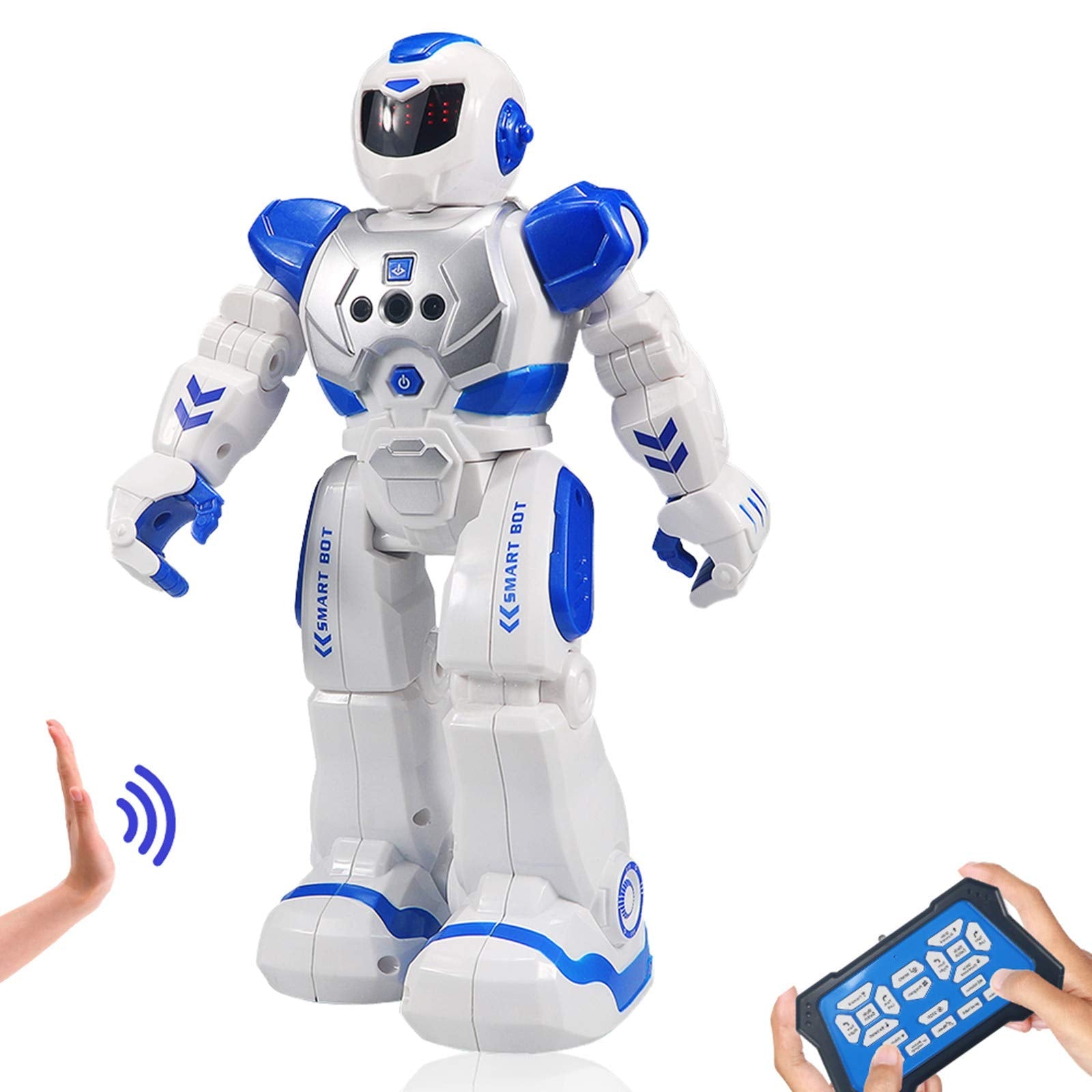 Suliper Remote Control Robot RB01 - Gesture Sensor, Programmable, Plastic, 7"x3.5"x9", Blue/White - Educational Toy for Kids