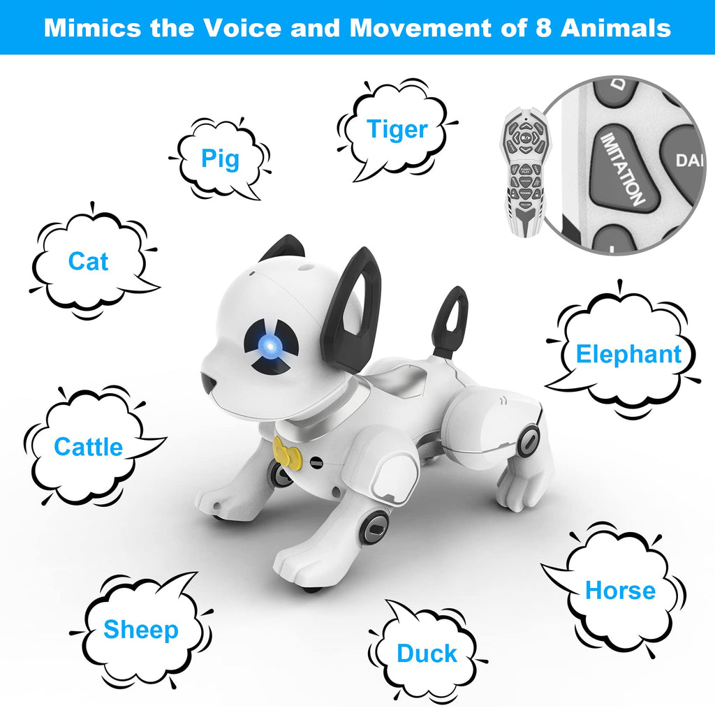 SUPIREO Remote Control Robot Dog Toy, Programmable Smart Interactive Robotic Pets, RC Stunt Robot Toys Dog Imitates Animals Musi