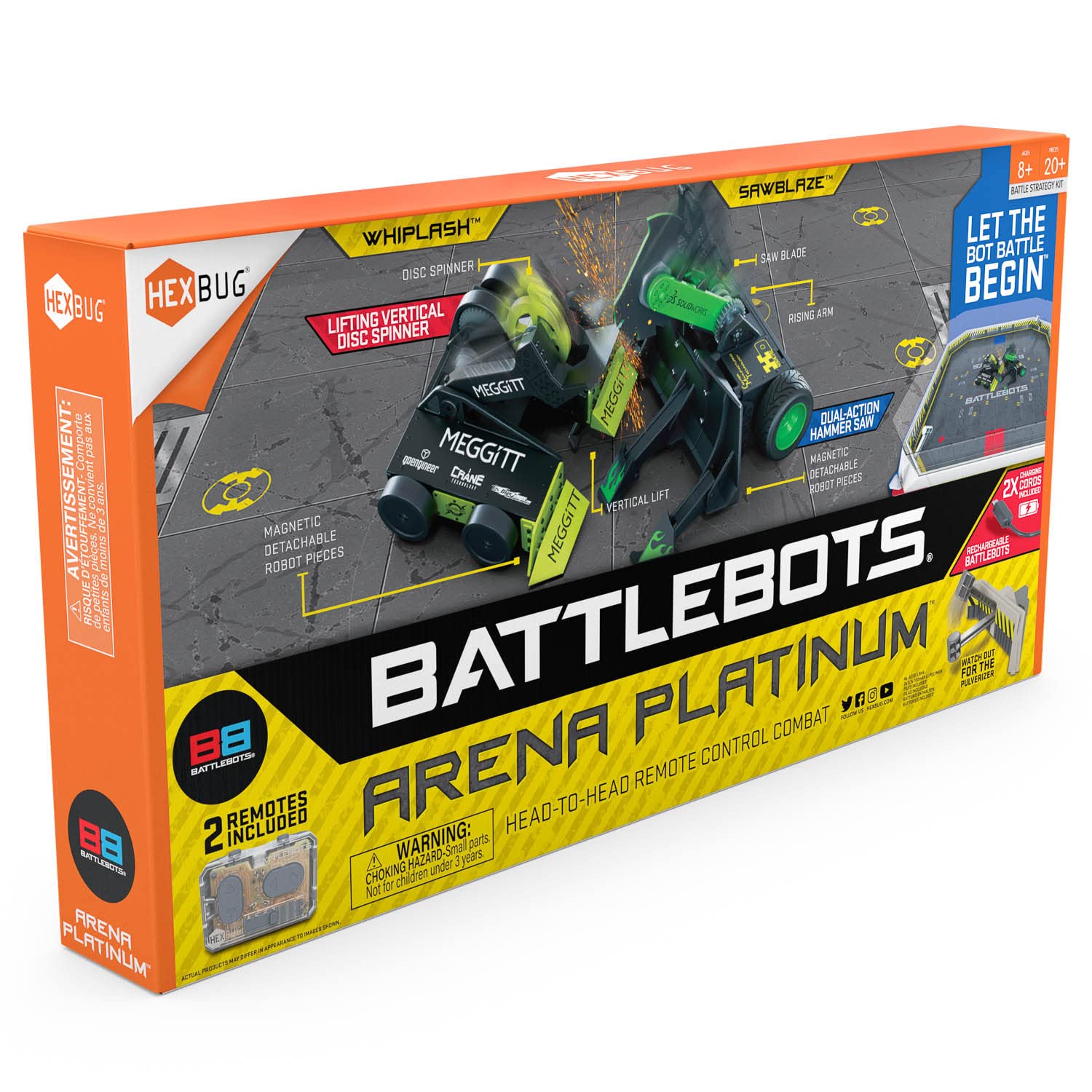 HEXBUG BattleBots Arena Platinum - Remote Control Robot Toy for Kids, Ages 8+, Medium Size, Plastic Material