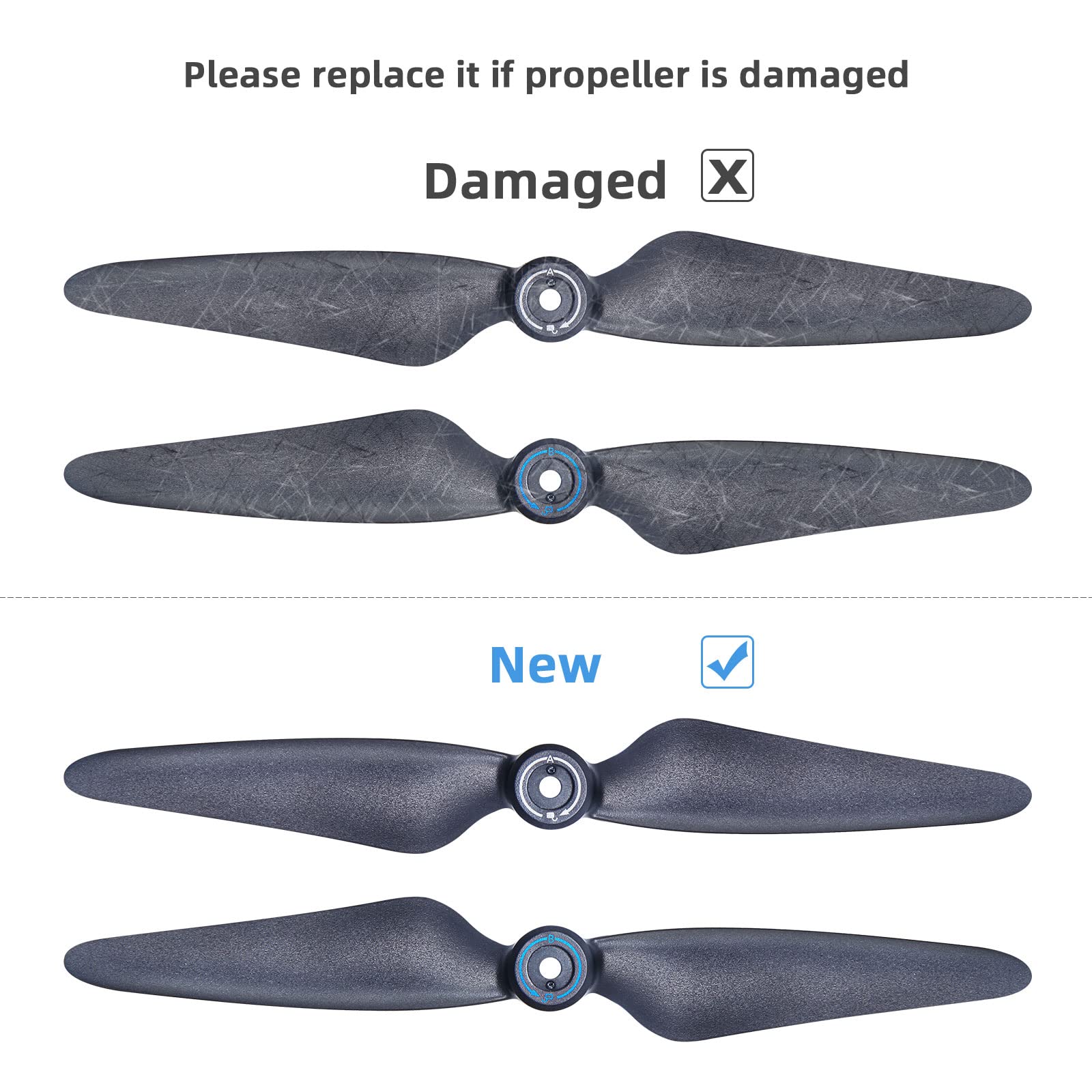 Bwine F7 Drone Blades - 4 Pcs Original Black Propellers for RC Quadcopter