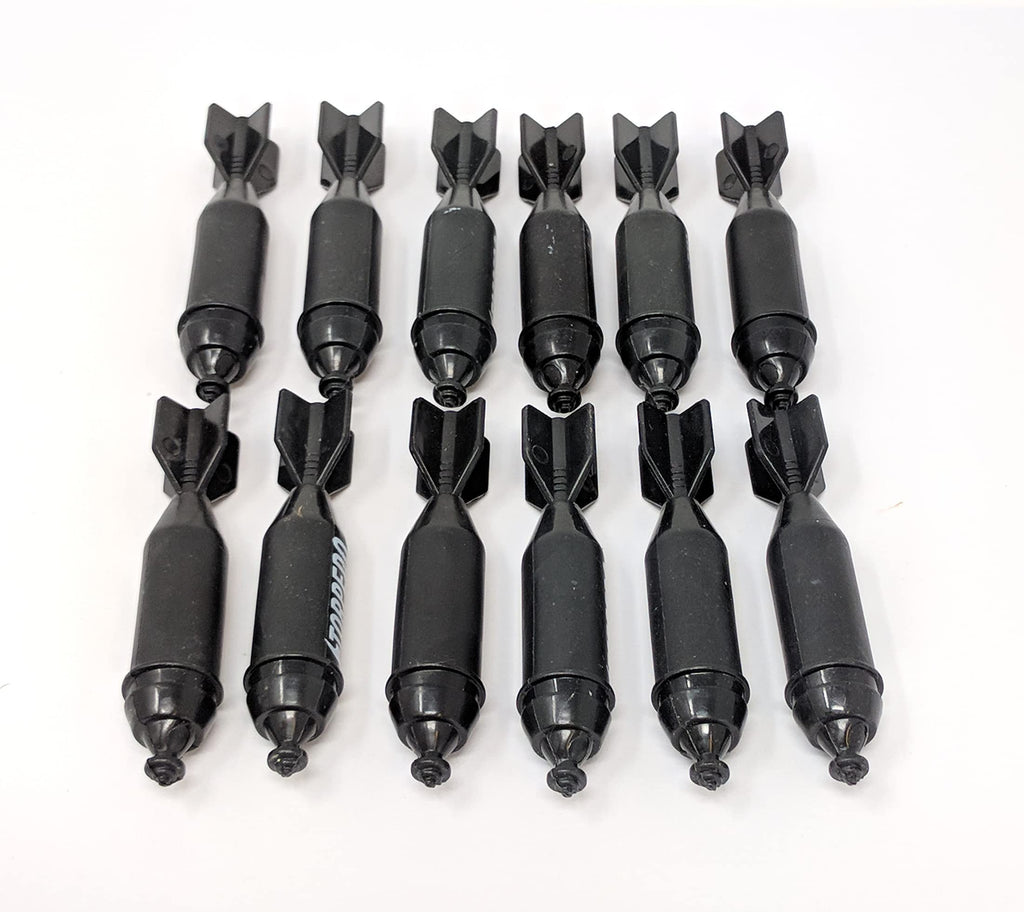 Toy Essentials Military Navy Toy Torpedo Missiles Playset - 12 Pieces, Small, Black, Plastic for Action Figures, Diorama, Aircraft, Ships