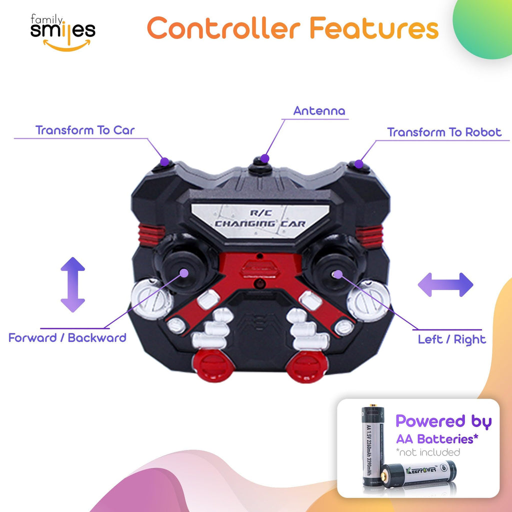 Family Smiles Kids Remote Control Car Toy Truck Transforming Robot RC Vehicle Toys Boys Age 8-12
