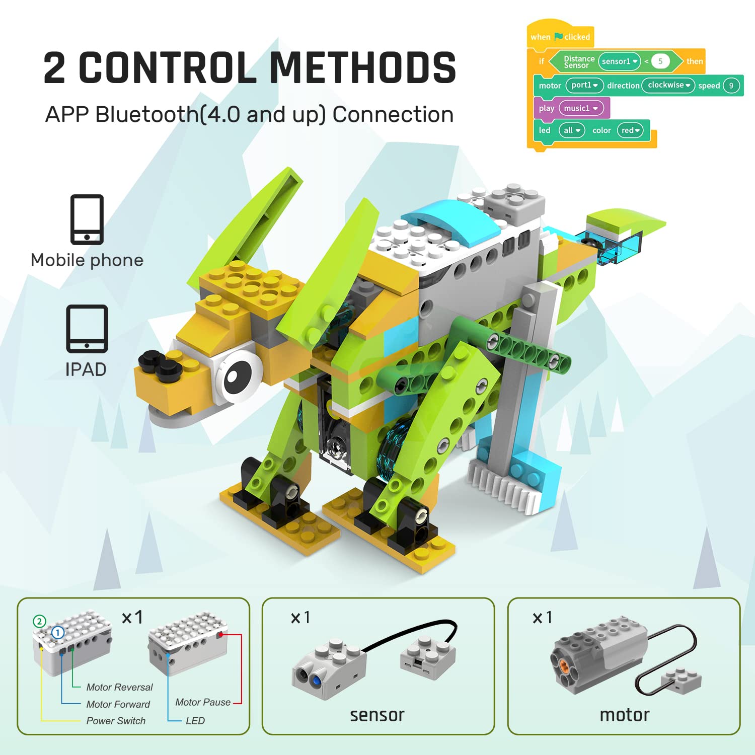 makerzoid Coding Robot Toy for Kids 6+, 100+ APP Control, Programmable Scratch Kit, Green, Model 6974810050002