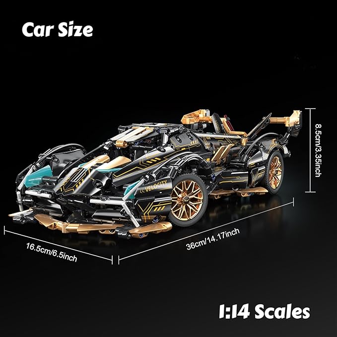 Chodia Sport Racing Car Building Block Sets for Adults, 1:14 Race Supercar Toys Kits with LED Collectible MOC Model Construction Ideas Birthday for Boys Teens Men Age 8-12 12-16,14 14+