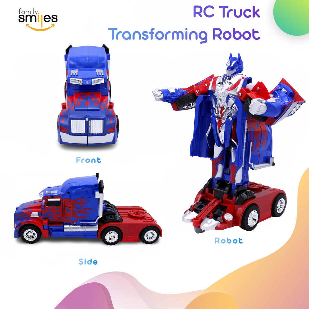 Family Smiles Kids Remote Control Car Toy Truck Transforming Robot RC Vehicle Toys Boys Age 8-12