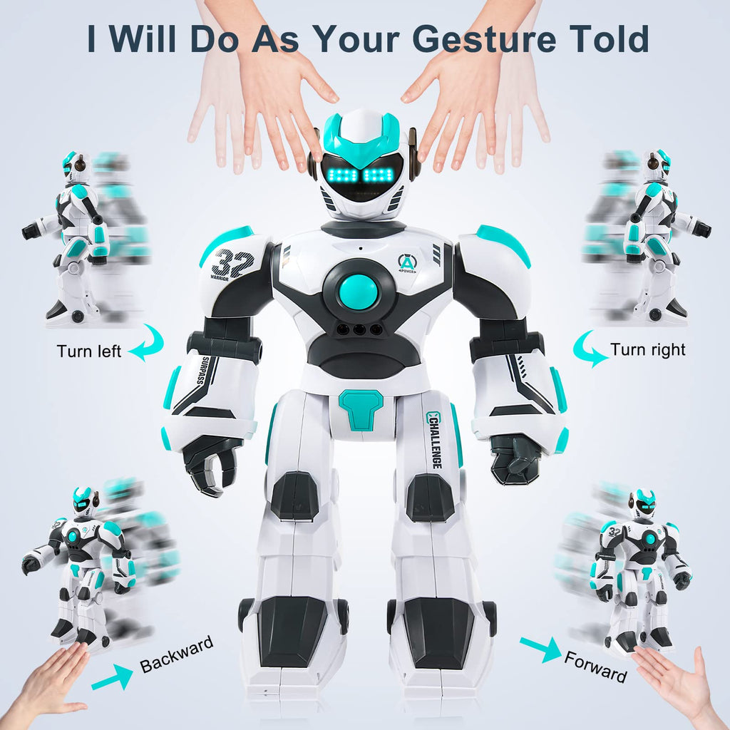 HPROMOT RC Robot Toy for Kids Remote Control Robot Toy, Smart Gesture Sensing Rechargeable & Programmable Robot Walking Dancing
