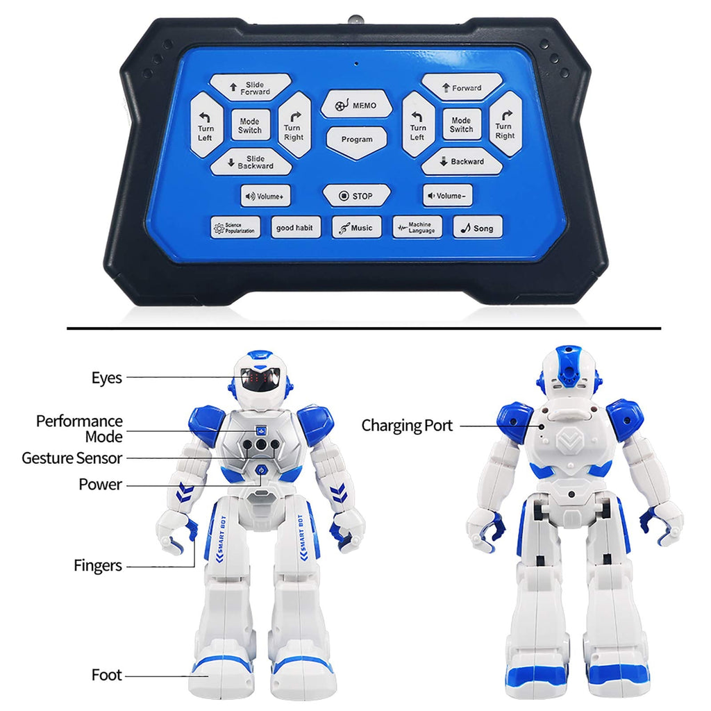 Sikaye RC Robot for Kids - Programmable Dancing & Singing Robot Kit, Large Size, Blue, Infrared Controller, Gesture Sensing