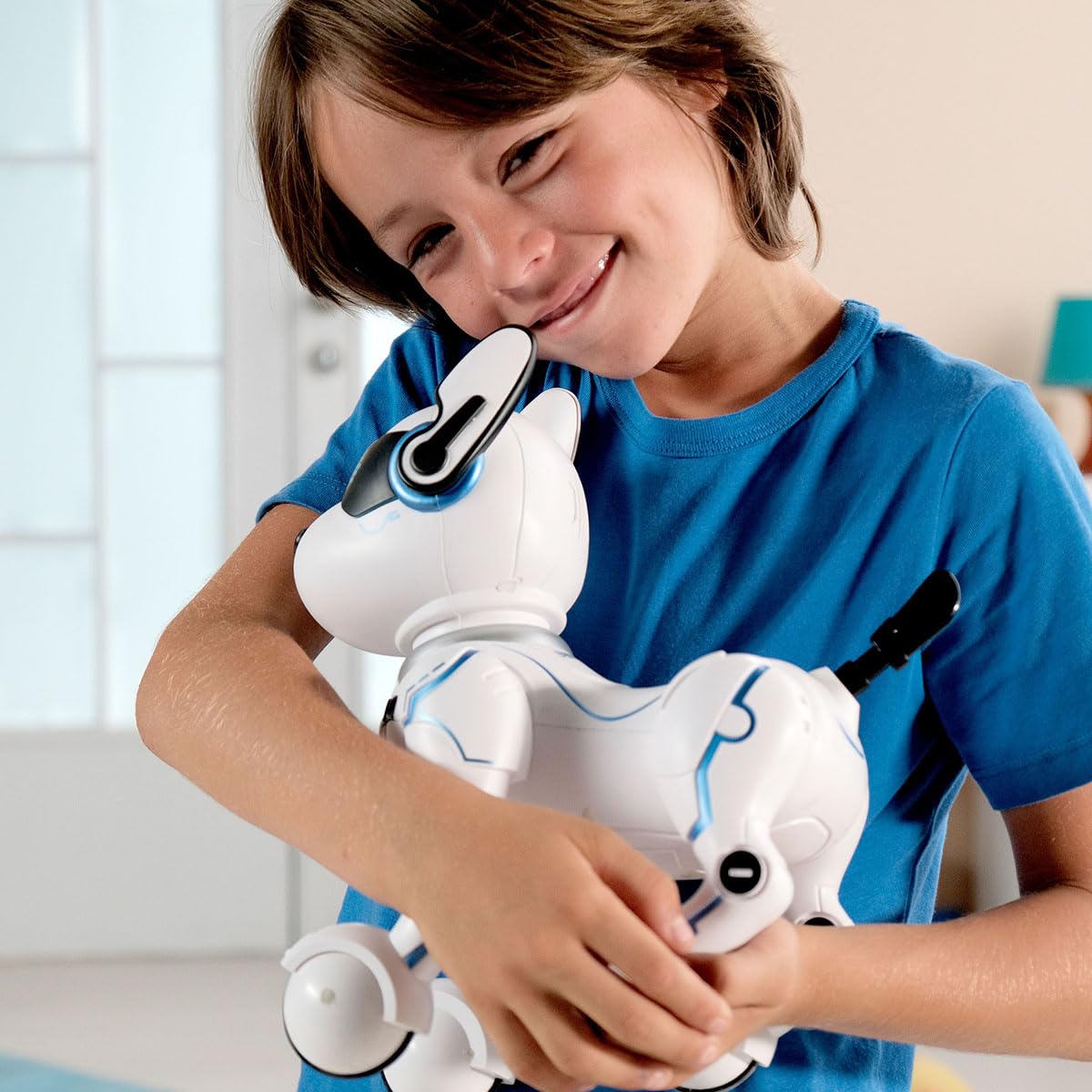 LEXiBOOK Power Puppy Robot Dog - Programmable Remote Control, Large White, Model DOG01, with Training, Dance, Music & Light Effects