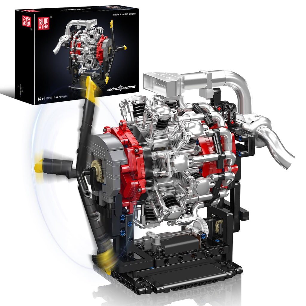 Mould King 10211 Radial Aircraft Engine Building Sets  Intelligent Chip Drive Engine Model Kit That Runs  Build Your Own STEM Model Engine  Gift for Age 14+/mature-themed Collections Enthusiasts (1147+ PCS)