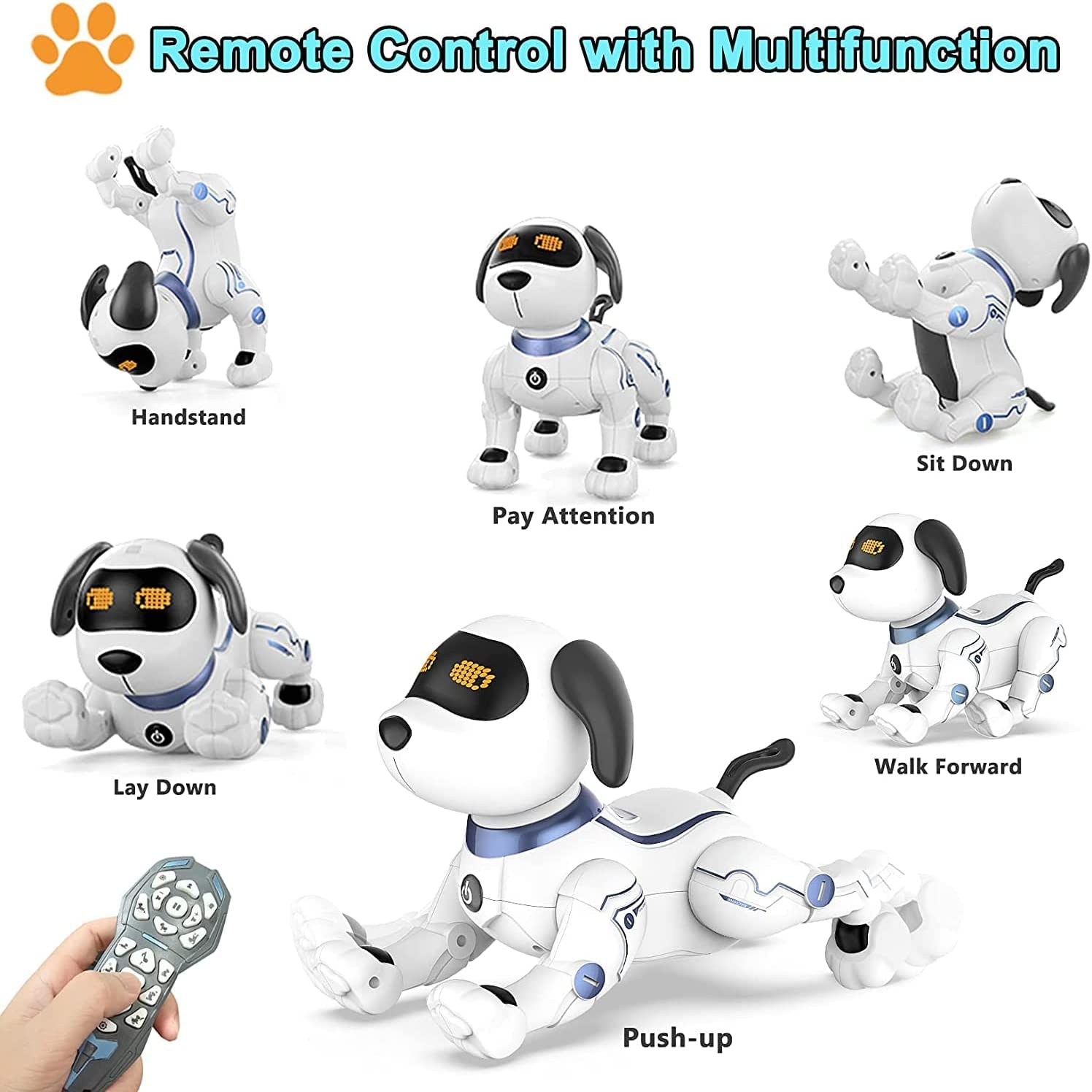 okk Robot Dog Toy - Remote Control Programmable Puppy, Interactive Voice Control, 5.7" Plastic, Model K16, Gift for Kids