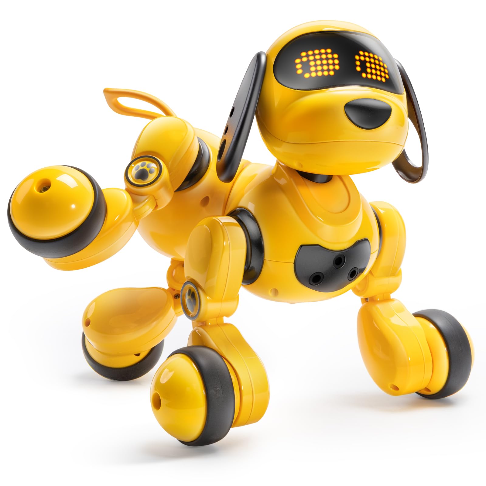 Ruko Smart Robot Dog Toy for Kids, Interactive Puppy with Remote, Yellow, Model 18011, Programmable LED Expressions, Ages 3-8
