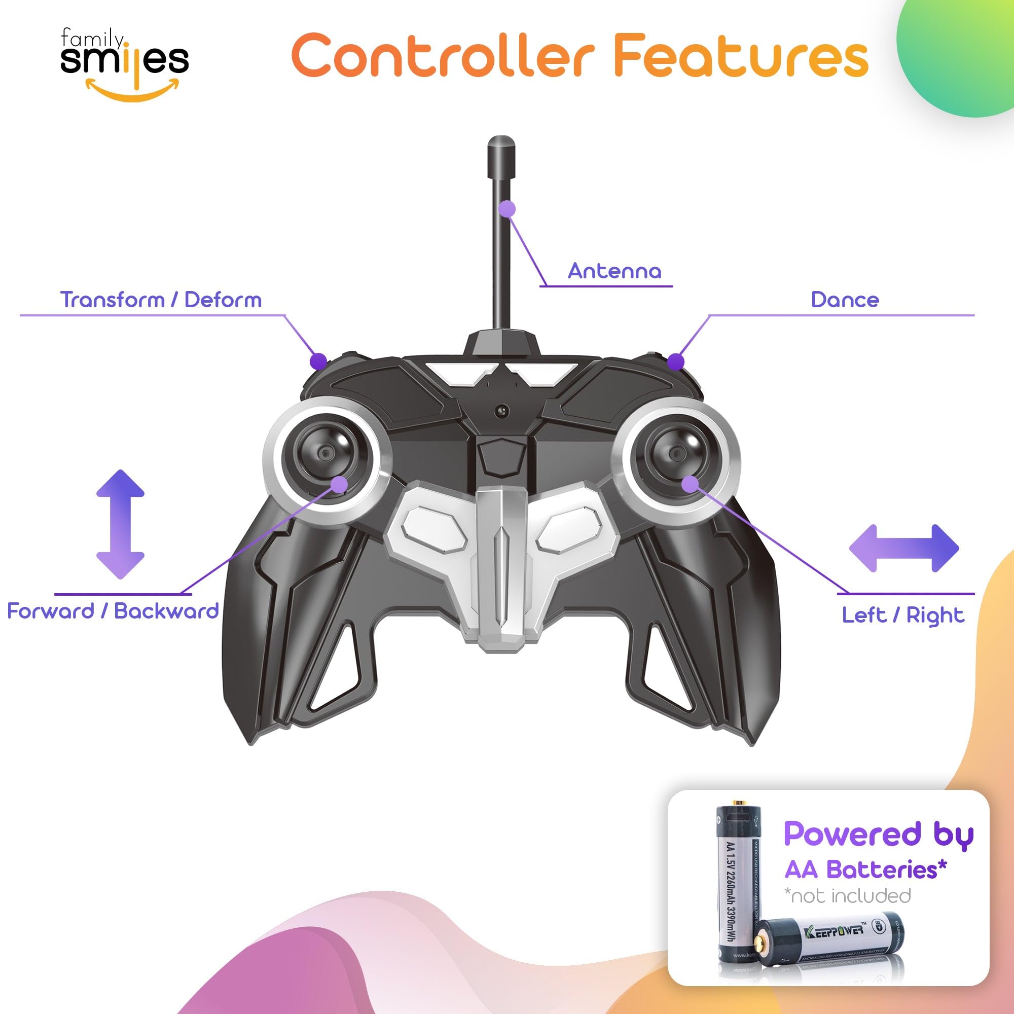 Family Smiles Kids Transforming Robot RC Car Toys for Boys 8-13 Remote Control Gift Yellow
