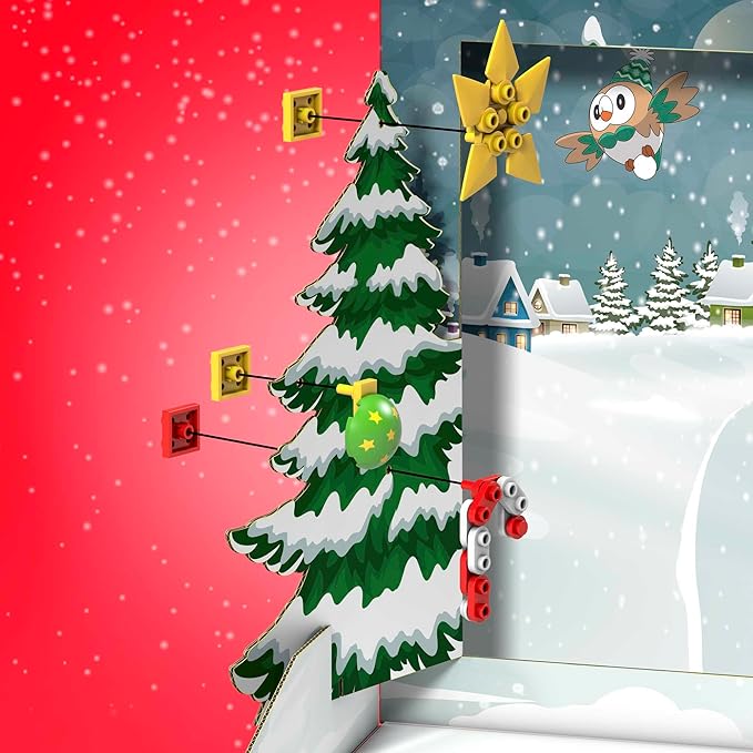 MEGA Pokémon Building Toys Set, Holiday Calendar with 202 Pieces, 2 Poseable Characters and Accessories, for Kids