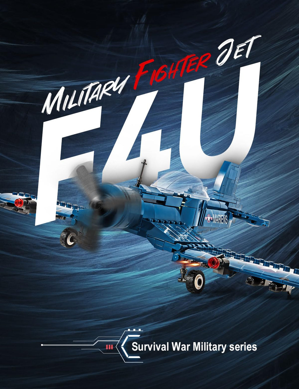 SEMKY Military Fighter Jet F4U WW2 Fighter Aircraft Jet Corsair Air Force Building Block Set (440 Pieces) -Building and Military Toys Gifts for Kid and mature-themed