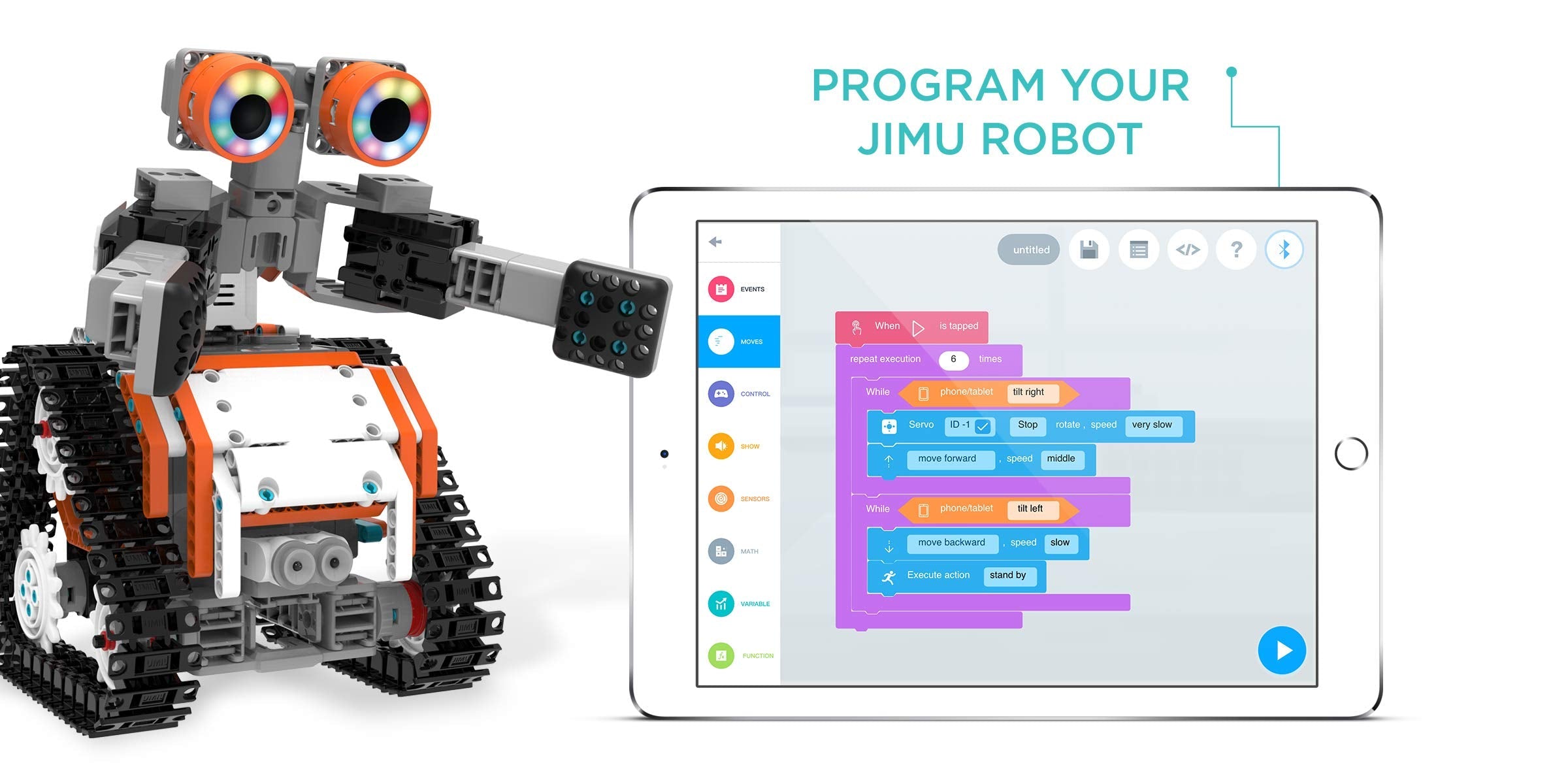 UBTECH JIMU Robot Astrobot - Cosmos Kit, App-Enabled STEM Learning, 387 Parts, Plastic, Orange, Model JRA0301