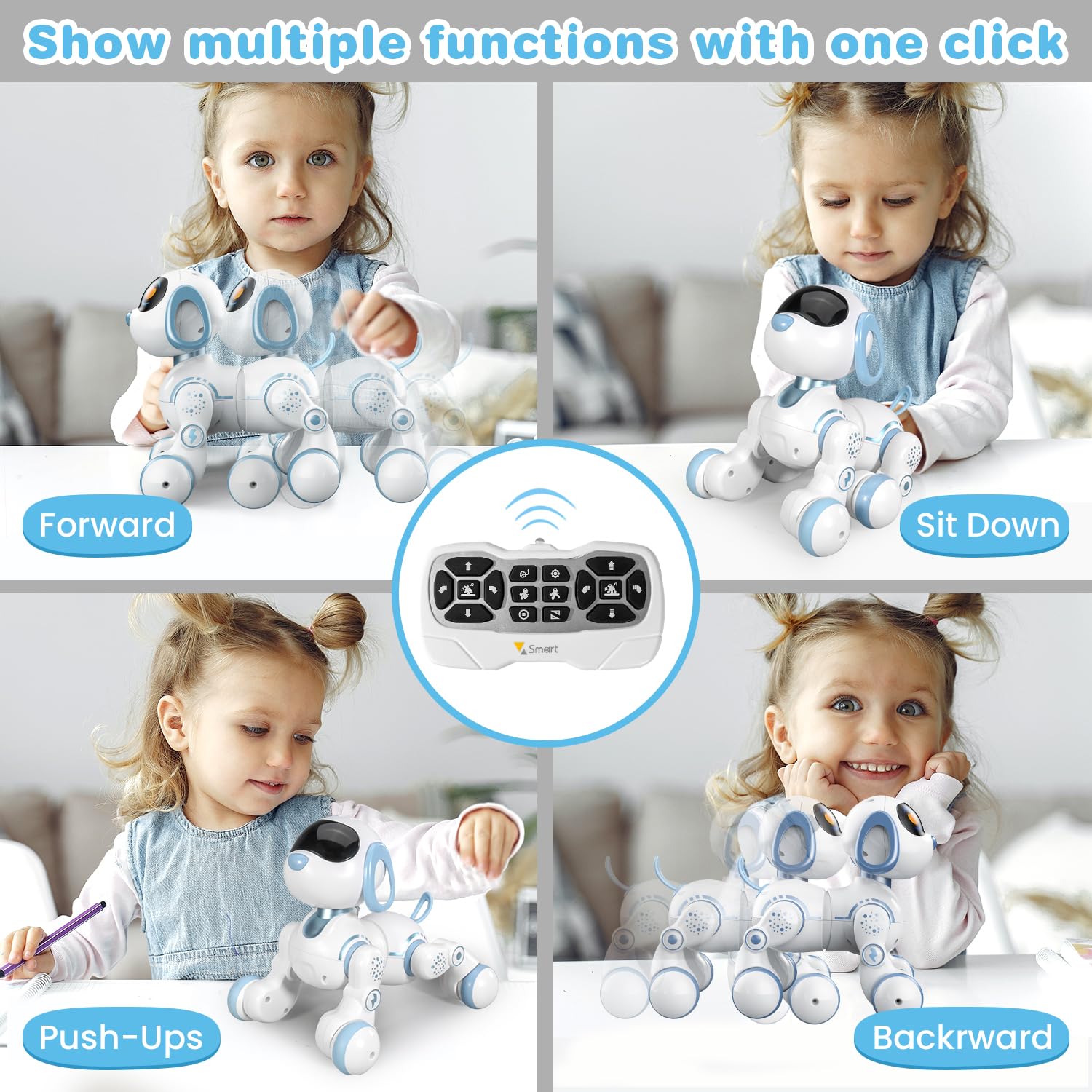 FUUY Robot Dog, Remote Control Dog Robot for Kids with Head Touch Sensing and Music Function, Programmable Interactive Robot Fun
