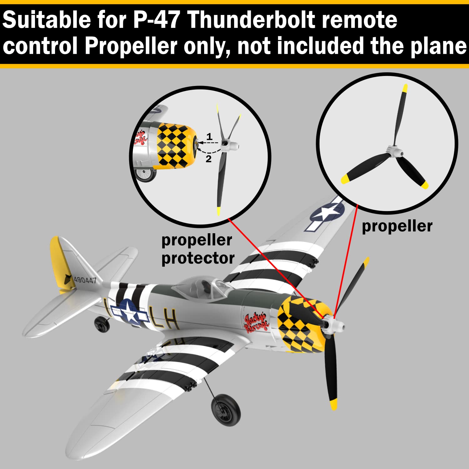 LEAMBE RC Plane Propellers - 3 Sets for F4U Corsair & P47 Thunderbolt - Durable Spare Parts for Remote Control Airplanes