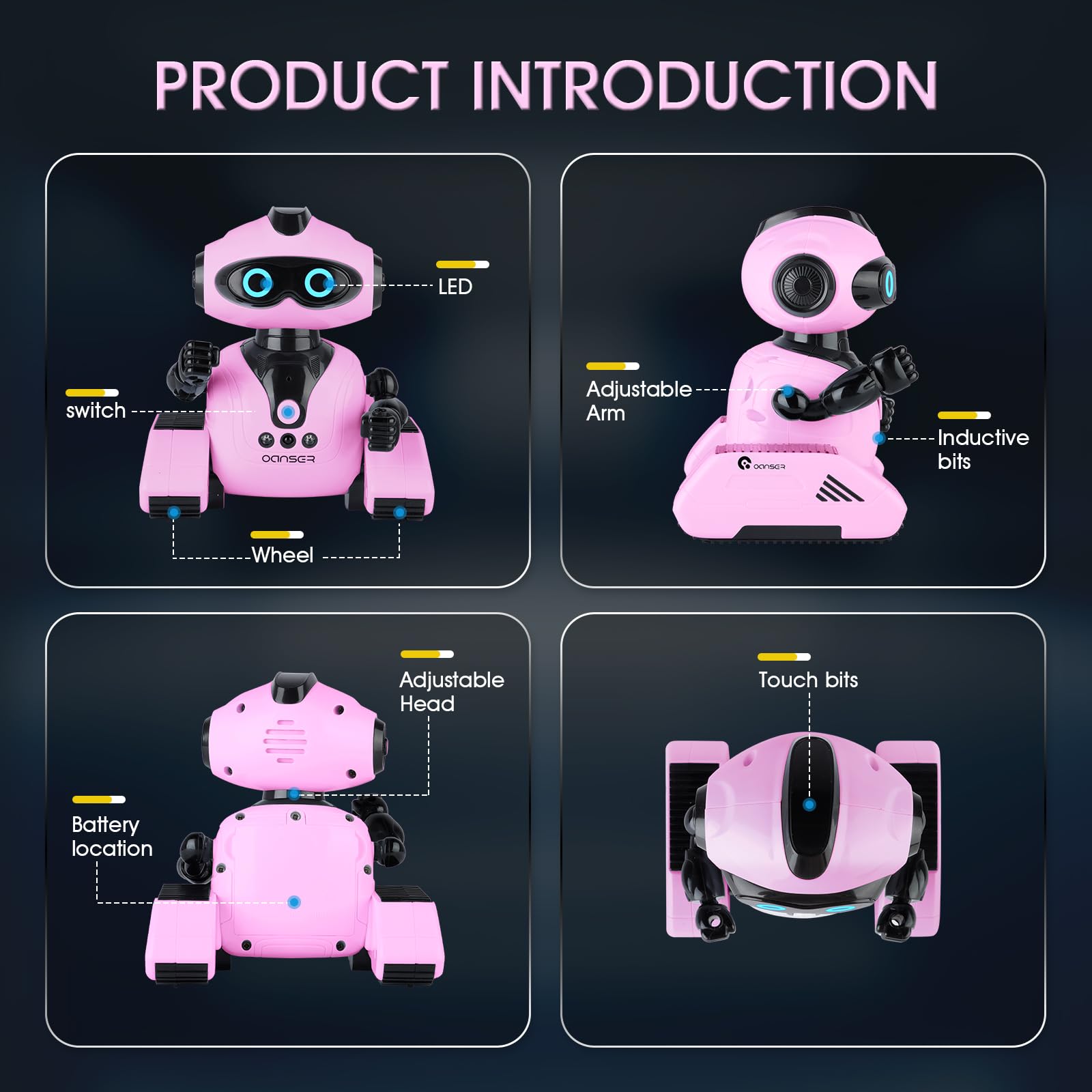 Winthai Robots Toys for Kids, 2.4Ghz Remote Control Robot Toys with Music and LED Eyes for Boys/Girls, RC Toys Gift for 3-12 Yea