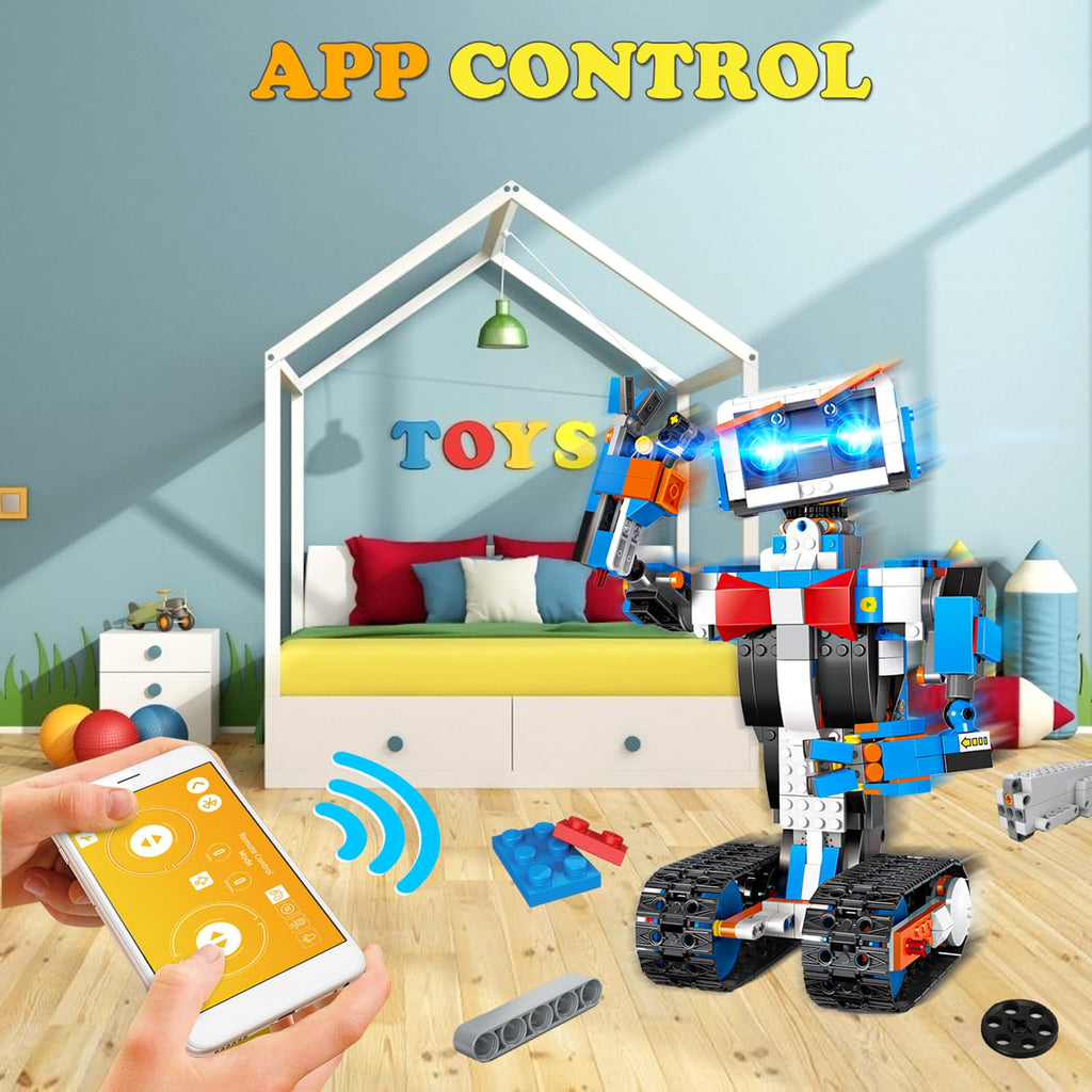 OKK Robot Building Toys - 635 Piece STEM Kit, Remote & APP Controlled, Engineering Learning, Coding DIY, for Kids Ages 8-12, Model 11050