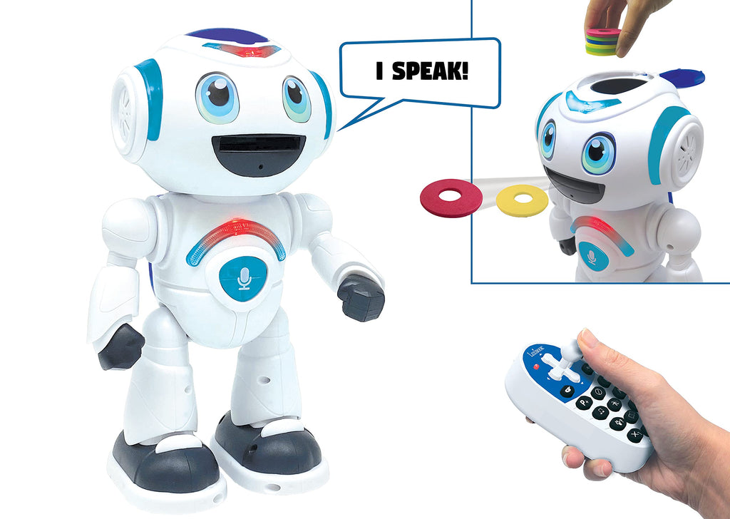 LEXiBOOK Powerman Master Robot - Interactive Toy, Programmable, Remote Control, White/Blue, Model ROB25EN, STEM, Music & Quiz Features