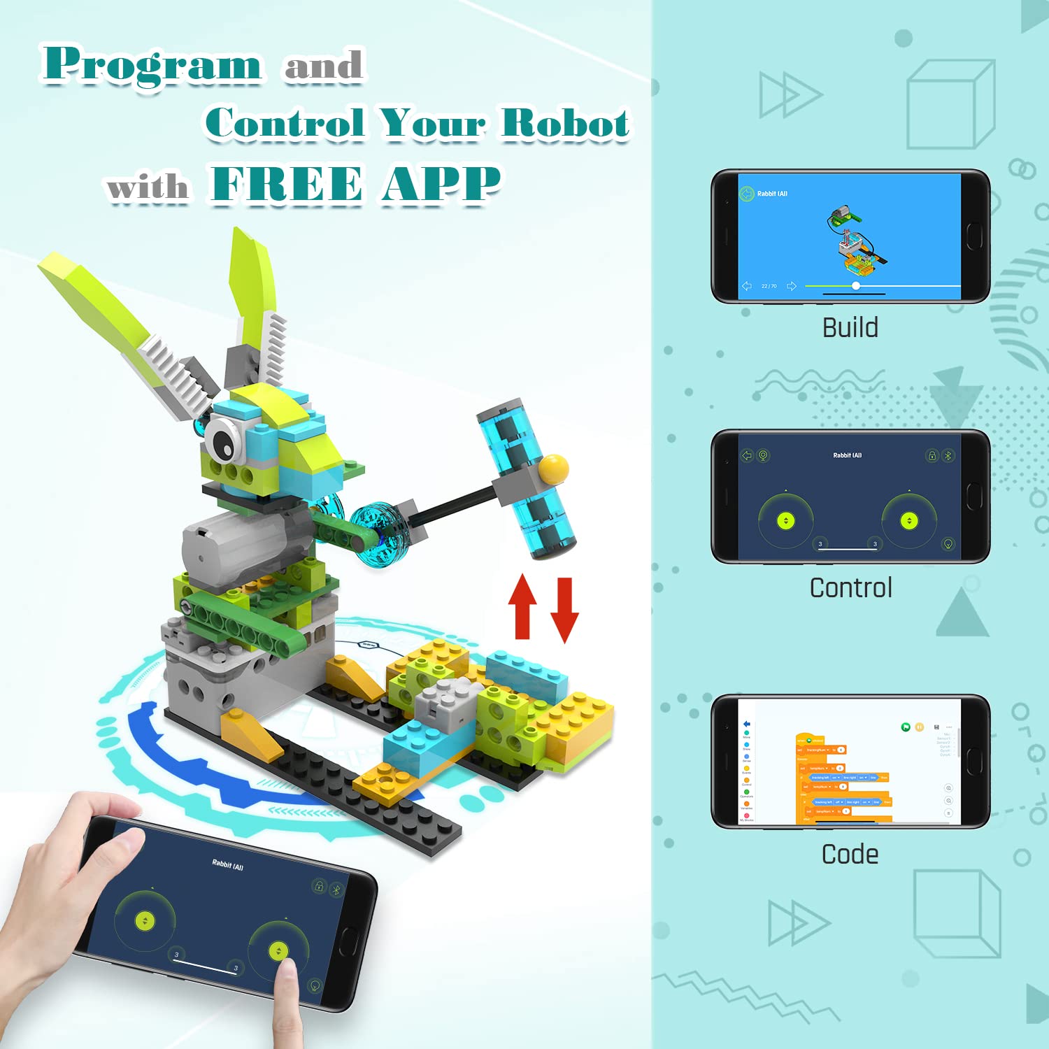 makerzoid Coding Robot Toy for Kids 6+, 100+ APP Control, Programmable Scratch Kit, Green, Model 6974810050002