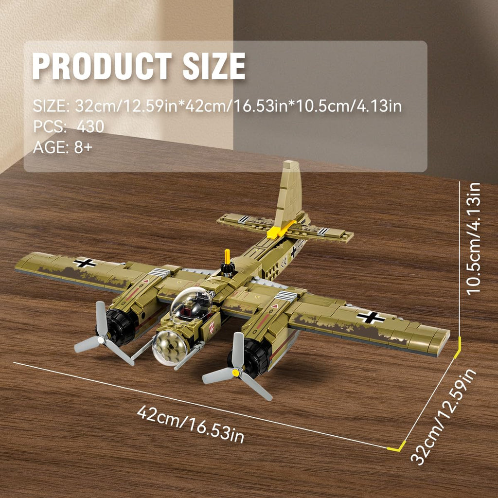 DAHONPA JU88 er  Junker Aircraft Building Set [430pcs+] Classic German Fighter Models  Perfect for Holiday Gifts and Military Displays