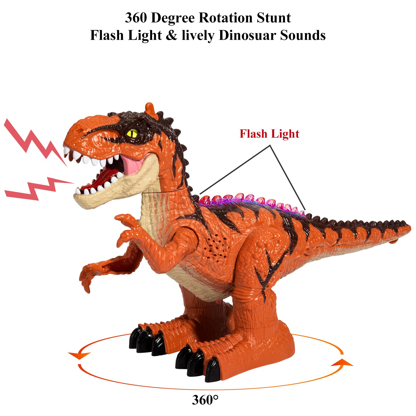 Temi Remote Control Dinosaur Toy With Simulated Flame Spray For Kids, Walking Dinosaur With Light And Sound For Boys 4-7, Electr