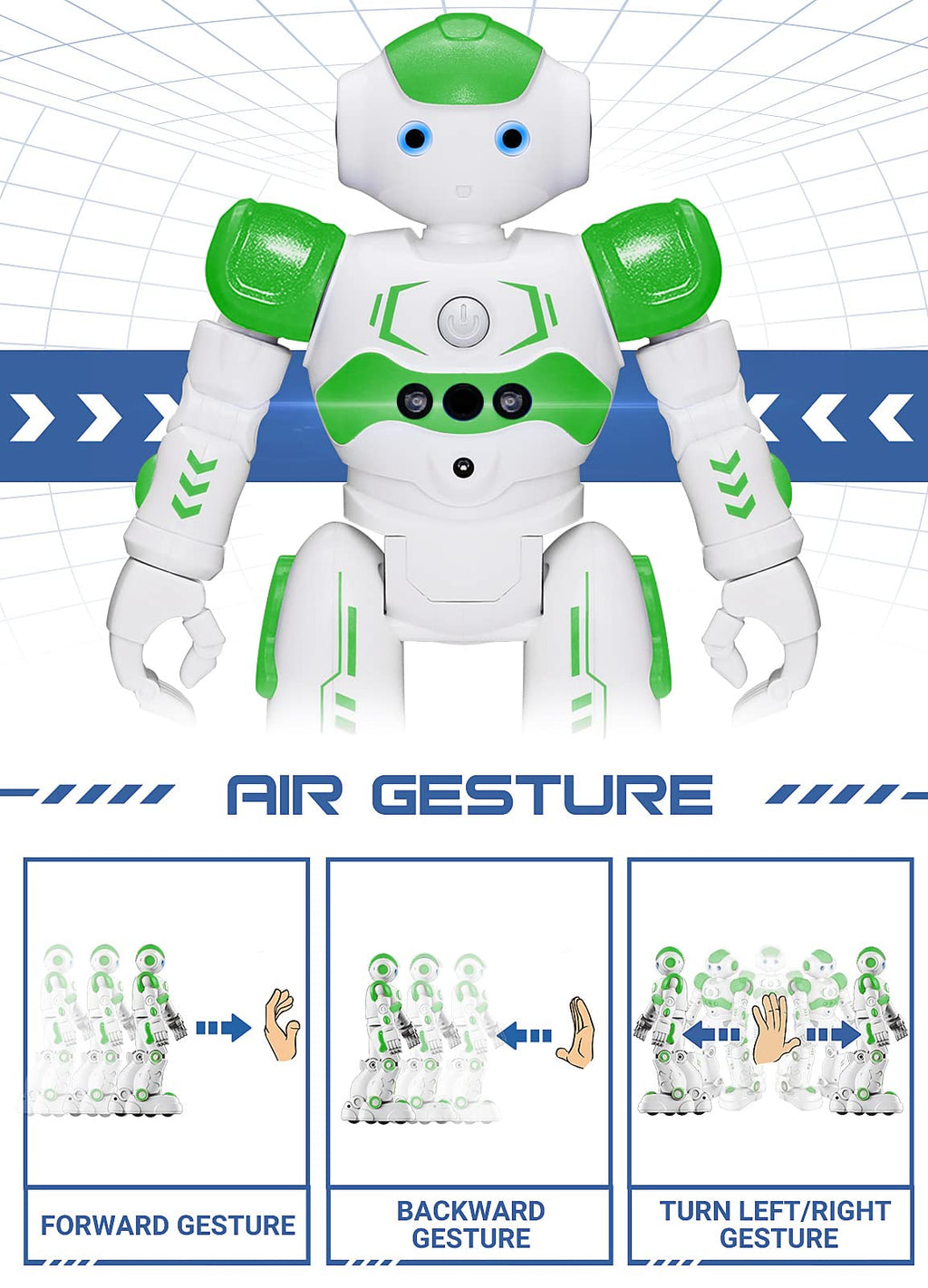 KingsDragon RC Robot Toy - Gesture & Sensing Remote Control - 10.4 Inch - Green - Ideal for Kids Age 4-8 - Perfect Birthday Gift