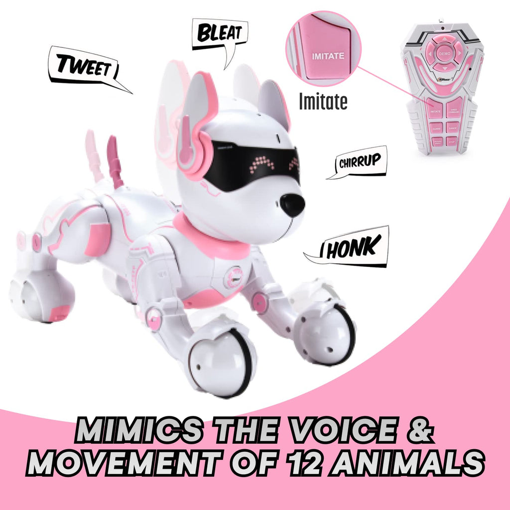 Top Race Remote Control Robot Dog Toy - Touch Function & Voice Control, Multicolor, for Kids 3-10 Years Old