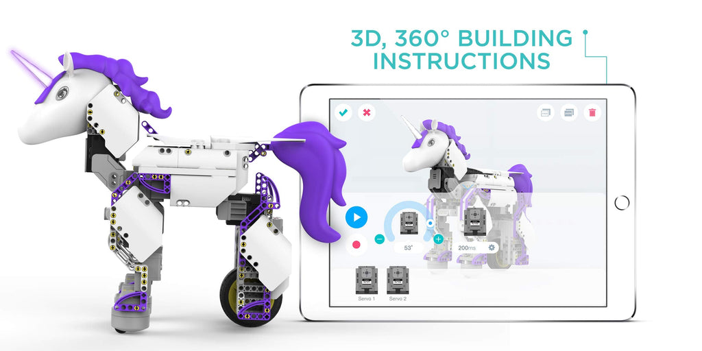 UBTECH Unicornbot Kit - App-Enabled STEM Building & Coding Toy, Purple, Model JRA0201, Plastic Material