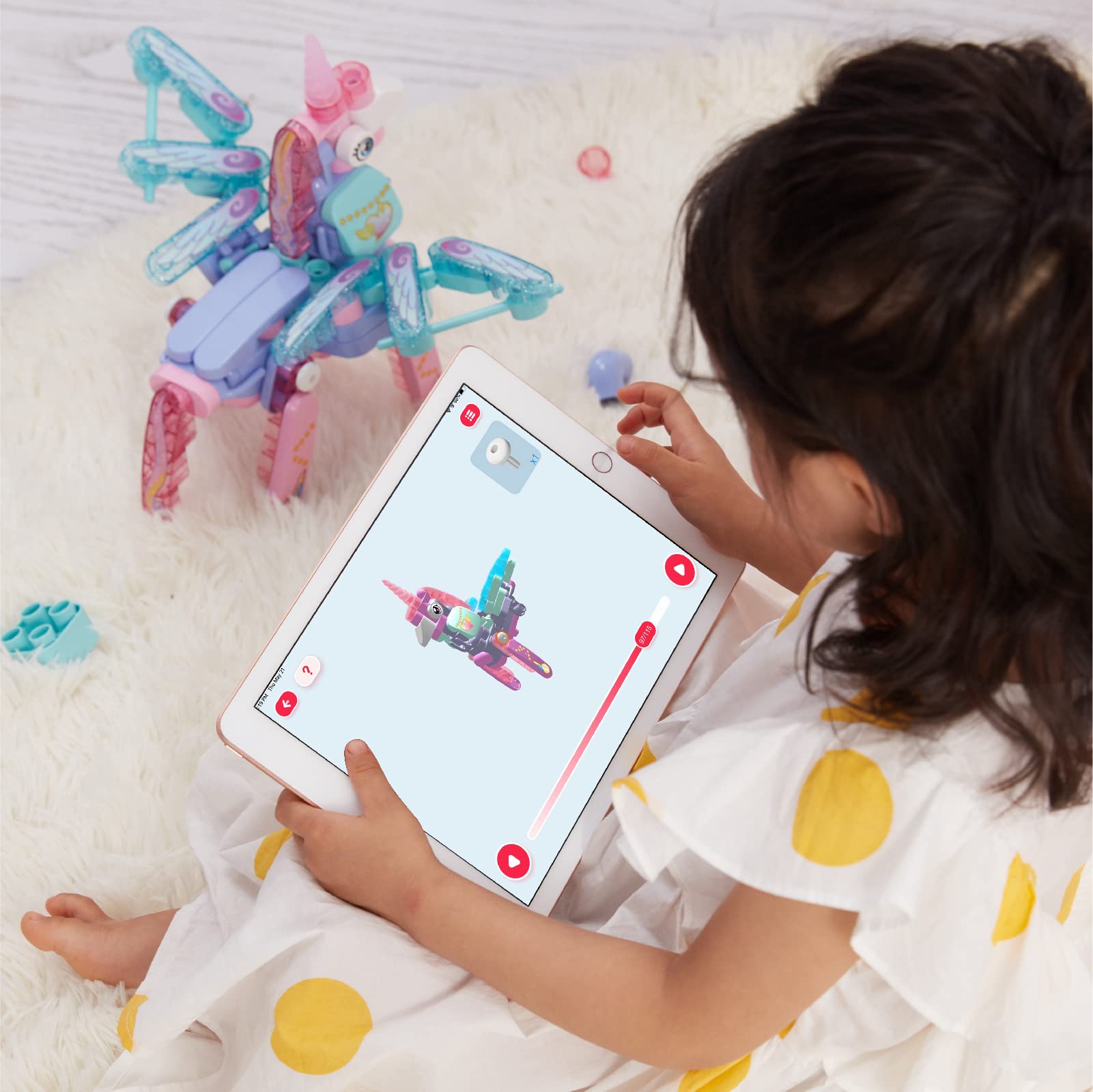 PAI TECHNOLOGY BOTZEES GO! Unicorn Robots - 114 Piece STEM Learning Toy Set, Electric Remote Control, App-Based, Unicorn Color