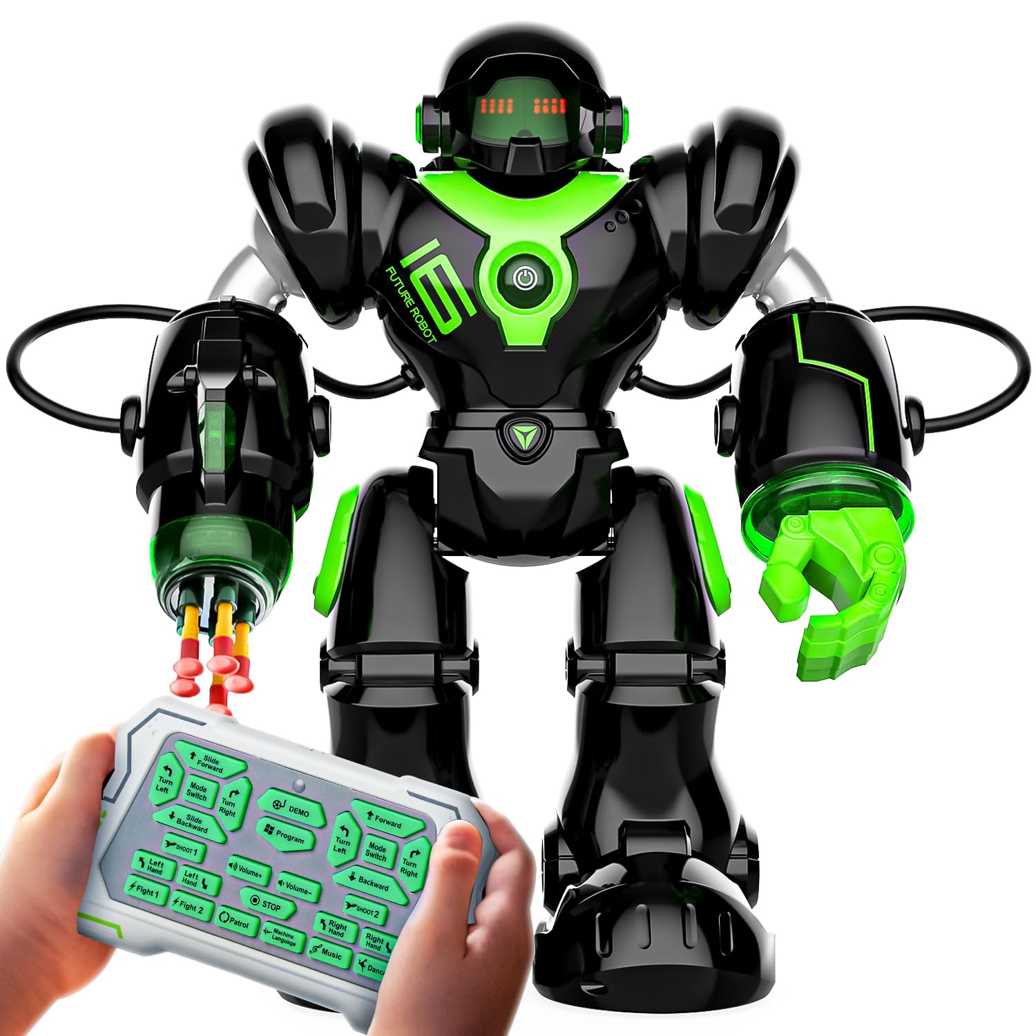 BEZGAR TR300 Robot Toy - Smart Programmable Dancing Robot, 22 Actions, Black, for Kids Ages 3-8