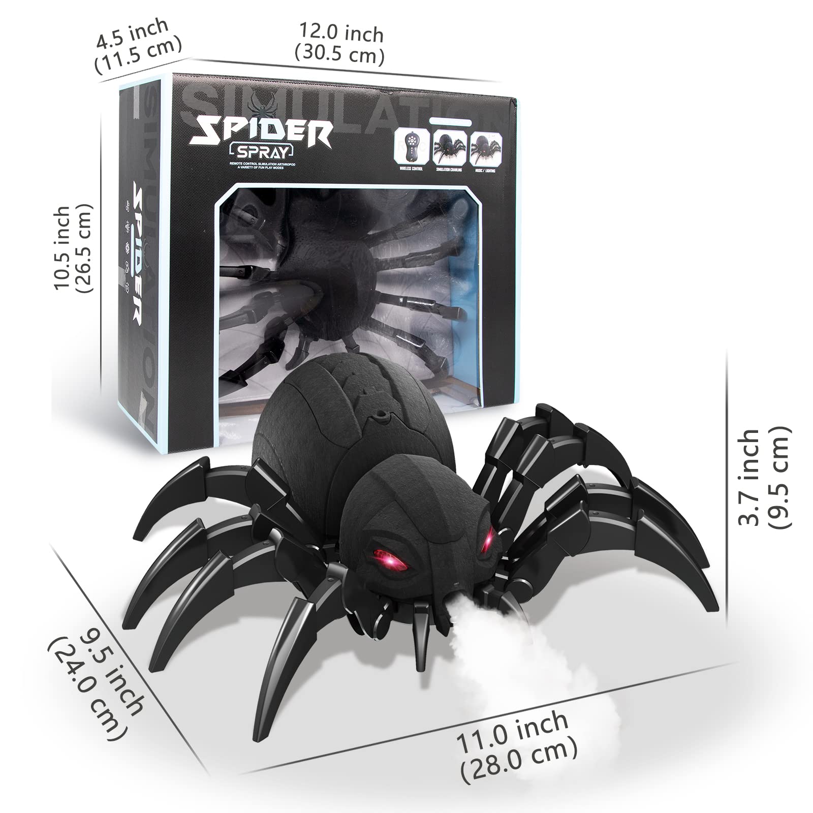 Hamiface Realistic RC Spider Robot, Remote Control Spider Toys with Spray/Light/Music, Gifts for 6 7 8 9 10 11 12 Year Old Boys