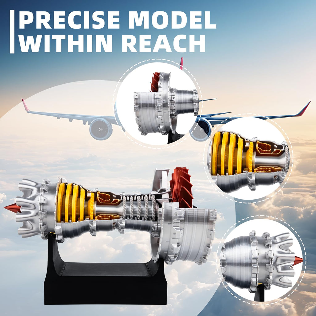 TR900 Turbofan Engine Model Aircraft Engine Kit Turbojet Engine Model mature-themed Gift Mechanical Science Education Toy As Shown