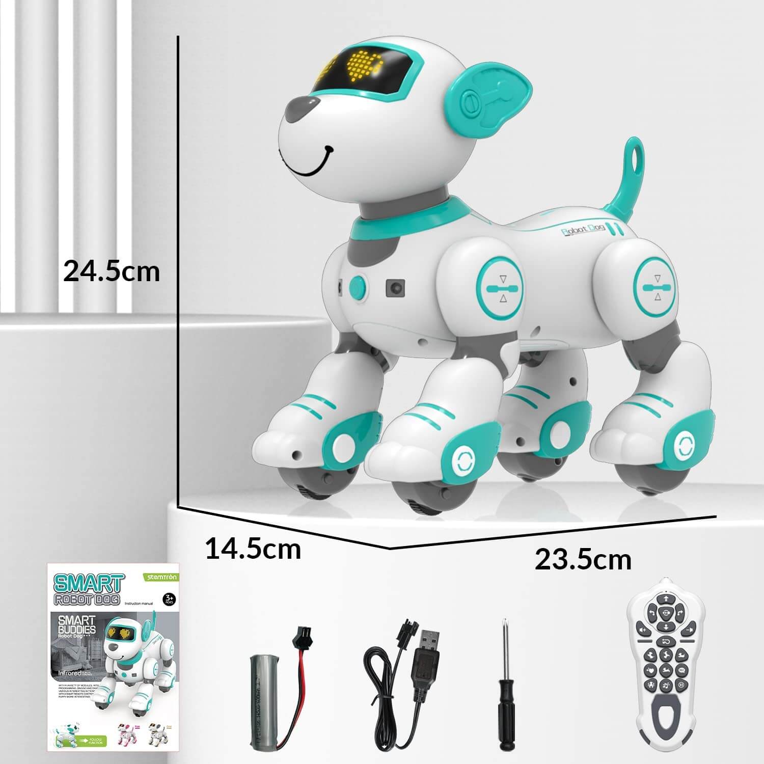 STEMTRON Programmable Robot Dog Toy - Dancing, Remote Control, 3 Colors