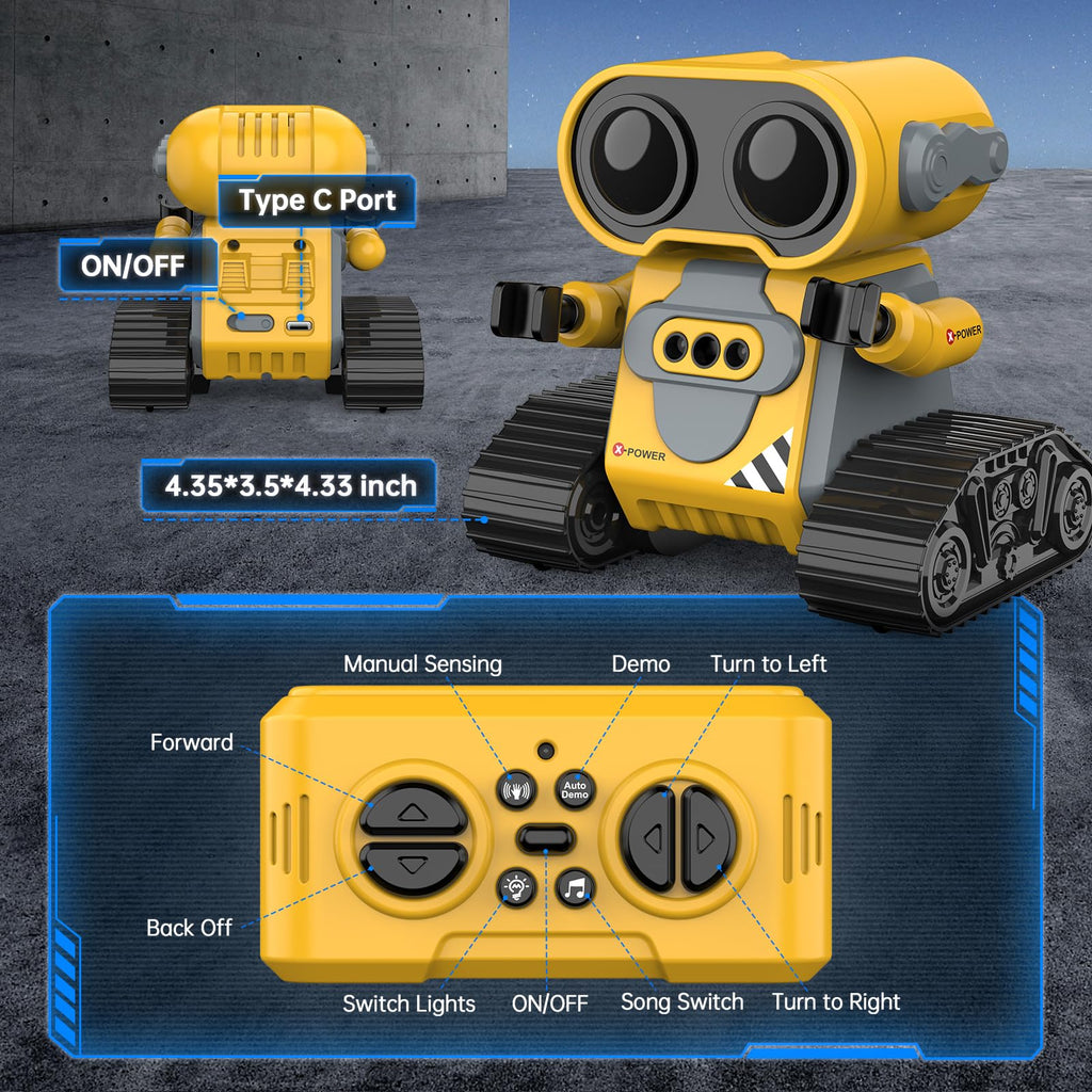 Hamourd Robot Toys for Kids, Remote Control Robot with Auto-Demo, Gesture Sensing, and Multiple Eye Light Auto Modes, Flexible A