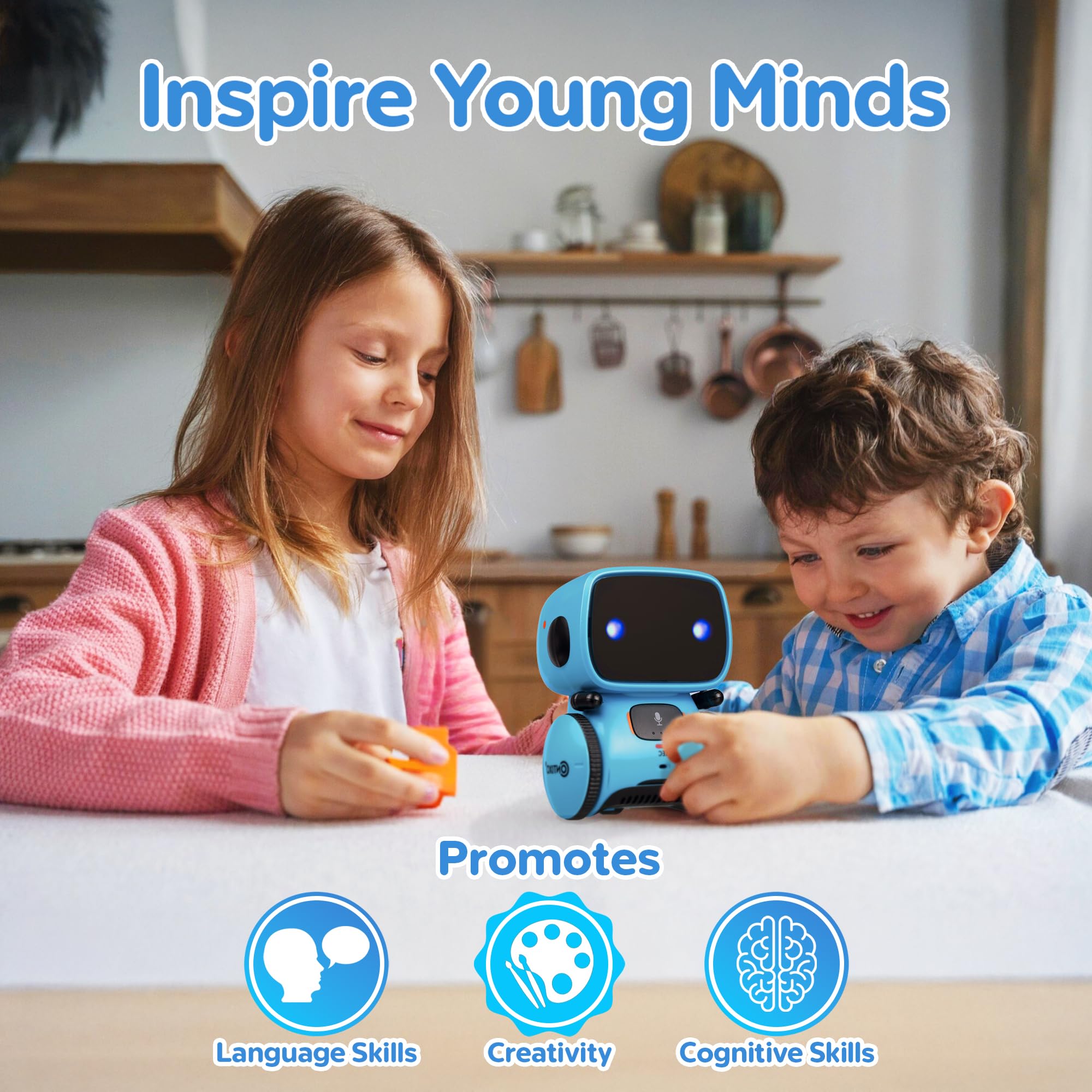 Contixo R1 Robot Toy - Voice Control, Dancing, Educational - Blue - 5.12" x 3.94" x 3.39" - Perfect Birthday Gift for Kids Ages