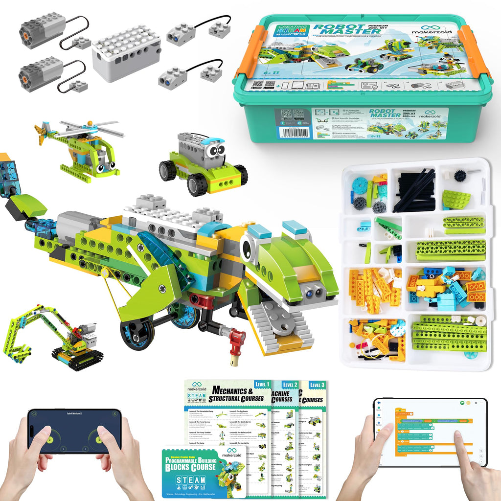 Coding Robot Kit for Kids Ages 6+, 200+ in 1 APP Control Dinosaur Robot Toy, Educational Scratch Program Robotic Kit with 47 Vid