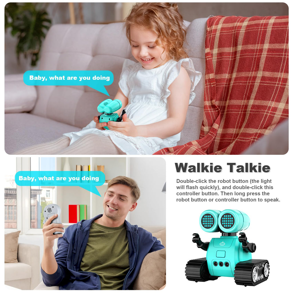 Hamourd RC Robot Toy - Rechargeable Kids Robot with Gesture Sensing, Walkie-Talkie, Jade Green, Pro Size, Flexible Arms & Dance Moves