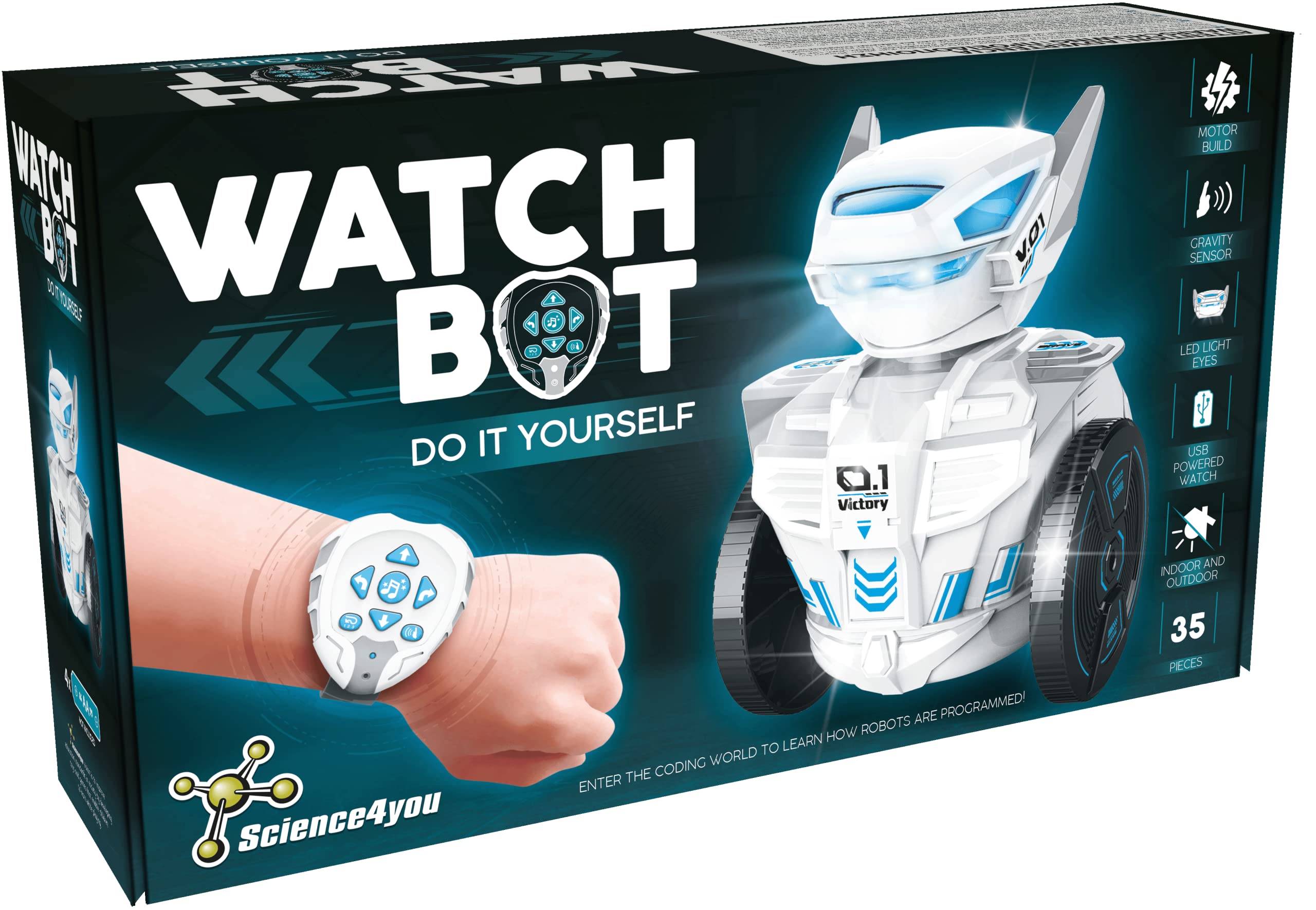 Science4you Watch Bot - Make Your Own Robot Toy, Robotics Kit with Remote Control Toys for Kids, Robot Building Kit + 35 Pieces,