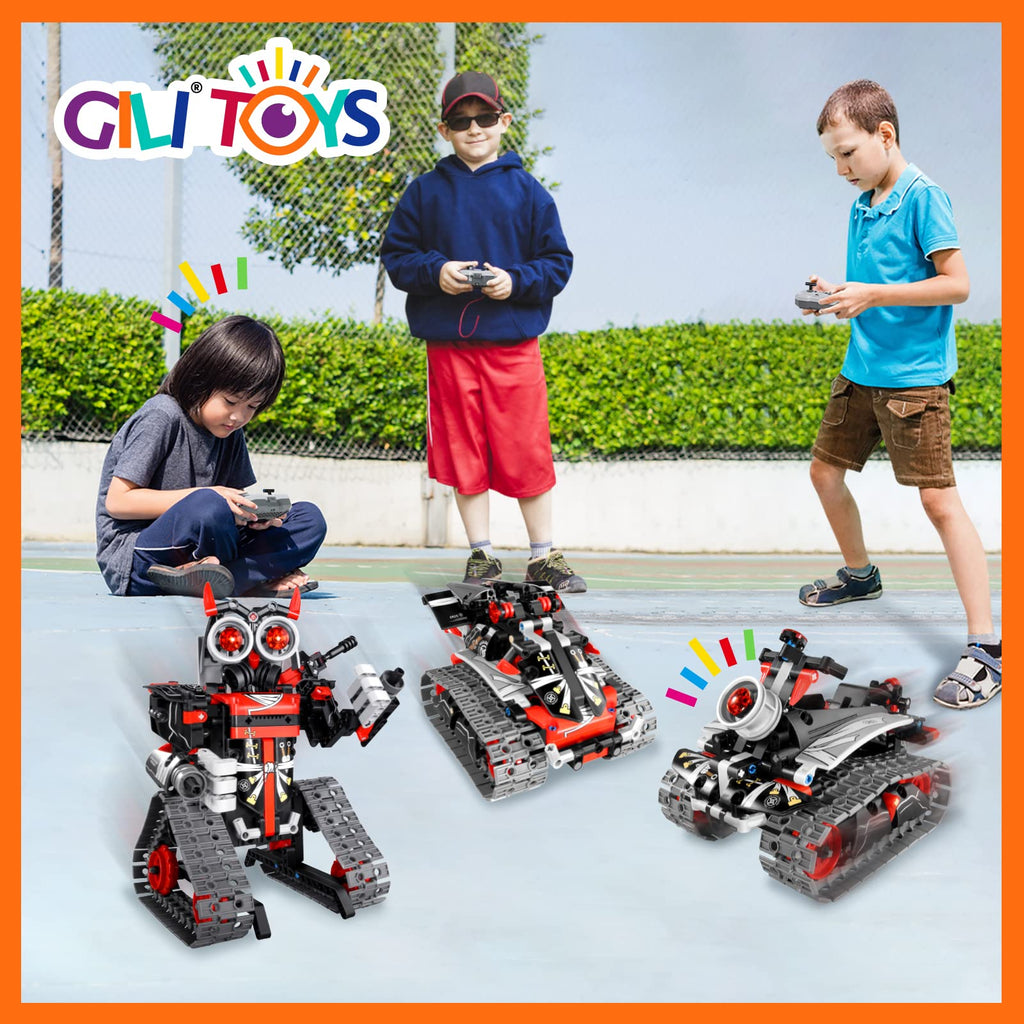 GILI Robot Building Kit - 3 in 1 Remote Control STEM Toy for Boys 8-12, Large Car, White, Model 8030, Educational Birthday Gift