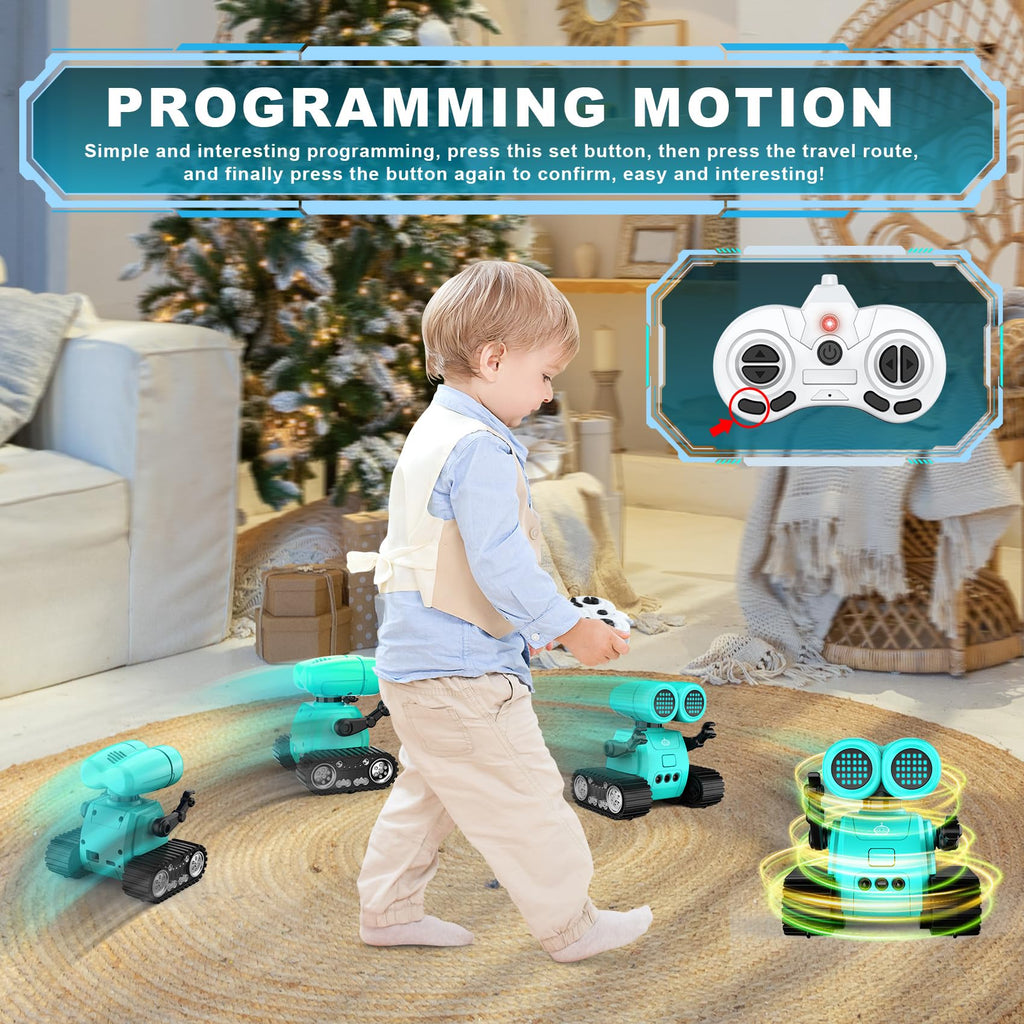 Hamourd RC Robot Toy - Rechargeable Kids Robot with Gesture Sensing, Walkie-Talkie, Jade Green, Pro Size, Flexible Arms & Dance Moves